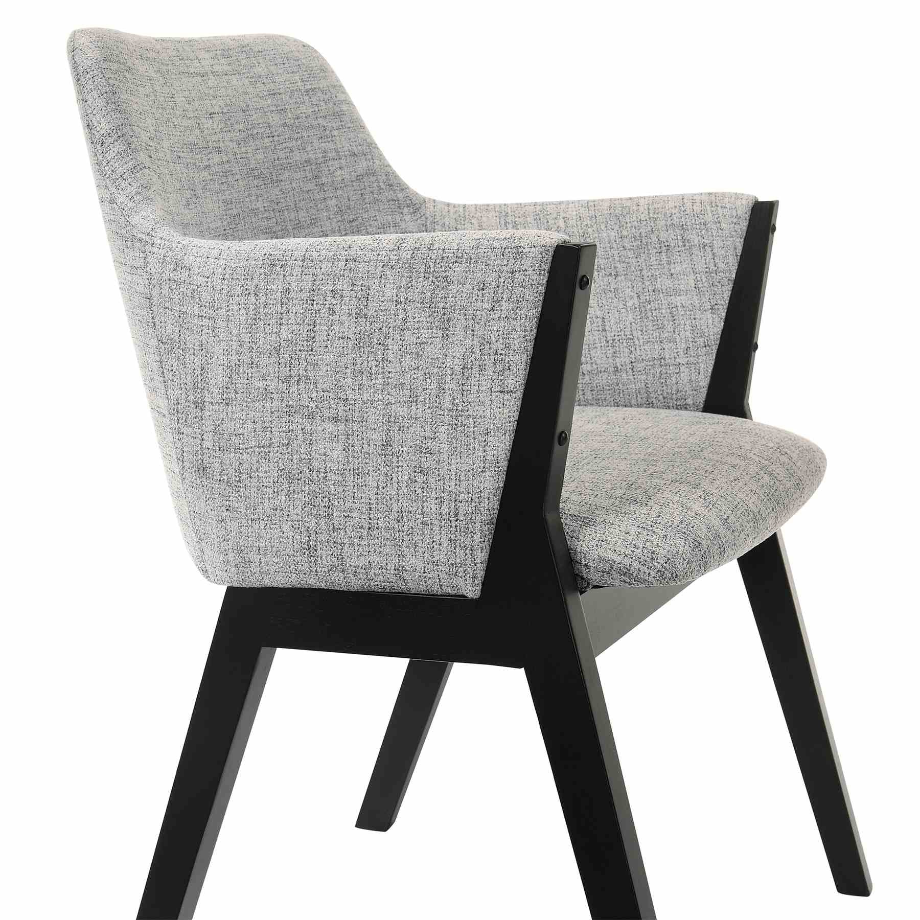 Renzo Light Gray Fabric and Black Wood Dining Side Chairs - Set of 2 - Image 5