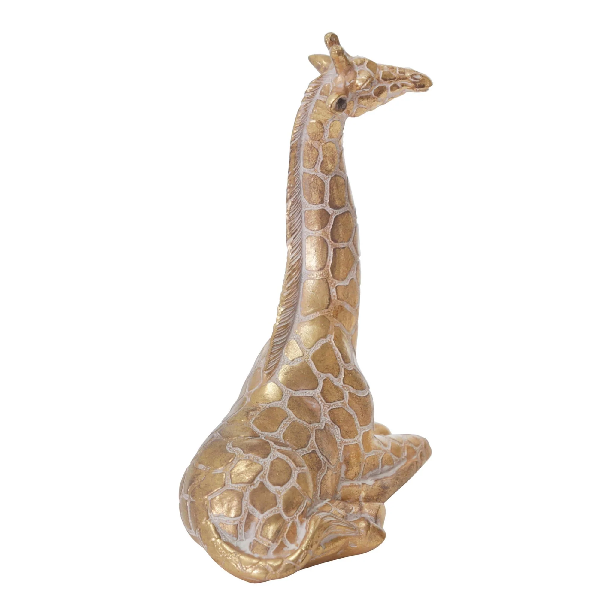 Resin 10" Sitting Giraffe , Gold - Image 2