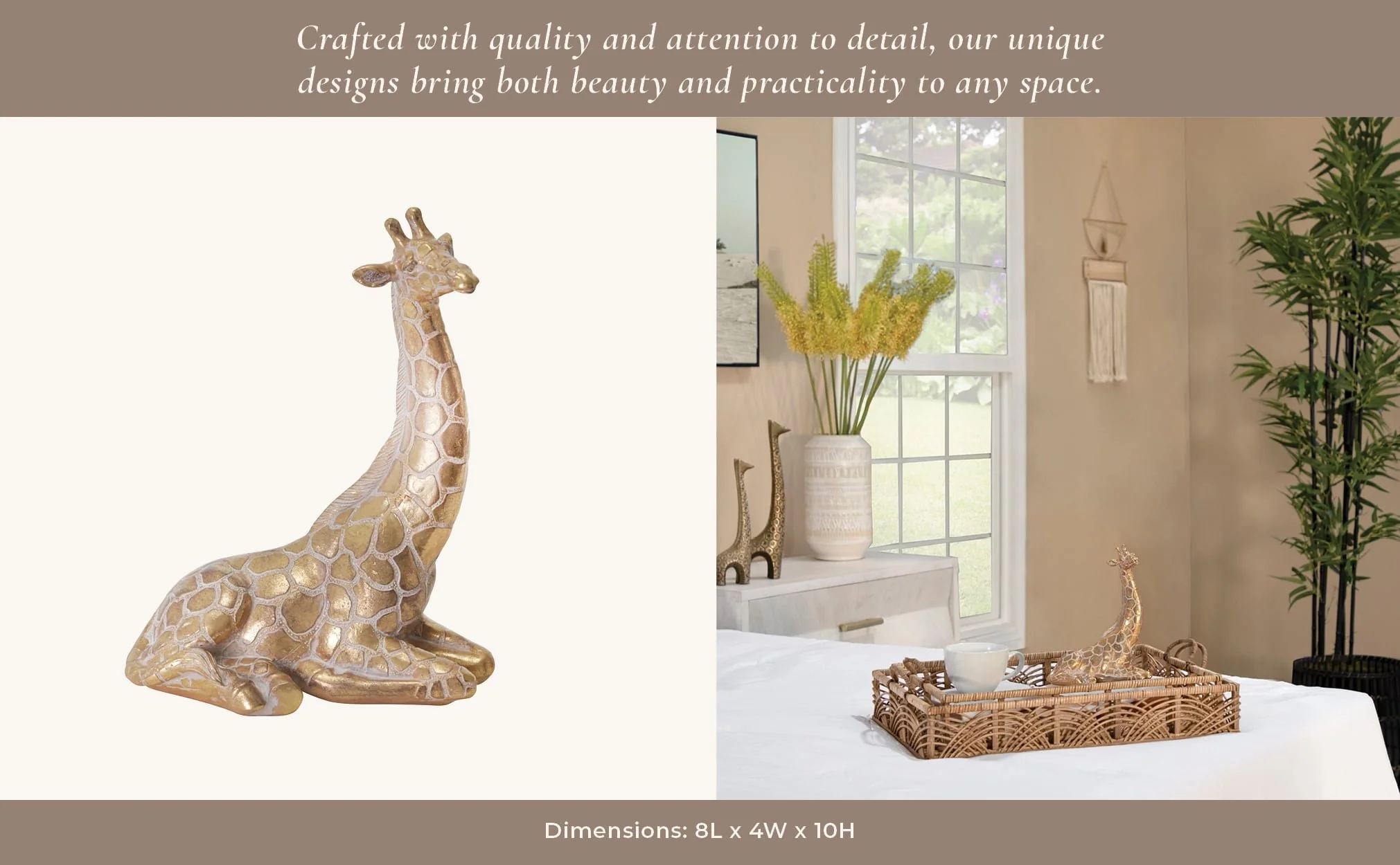 Resin 10" Sitting Giraffe , Gold - Image 7