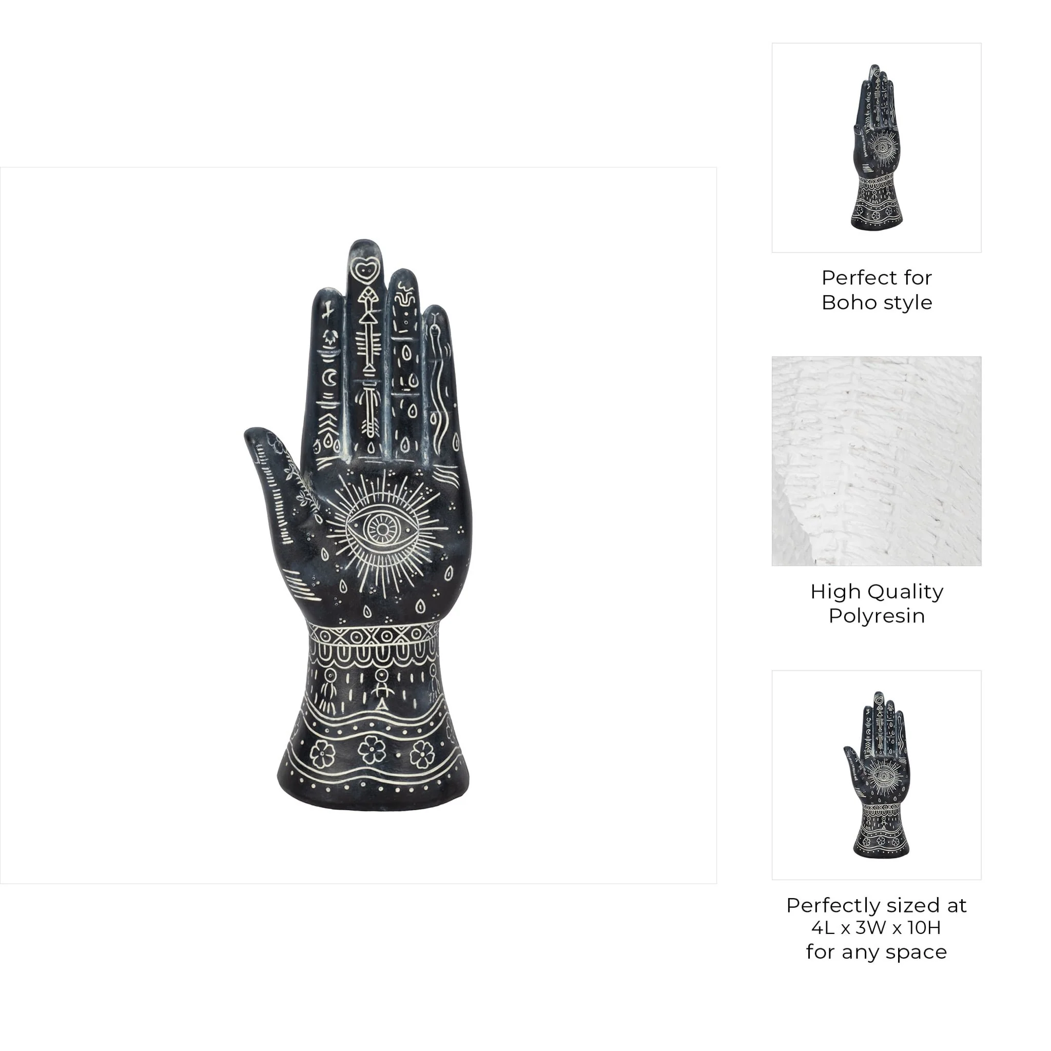 Resin, 10" Tattoo Hand, Black - Image 9
