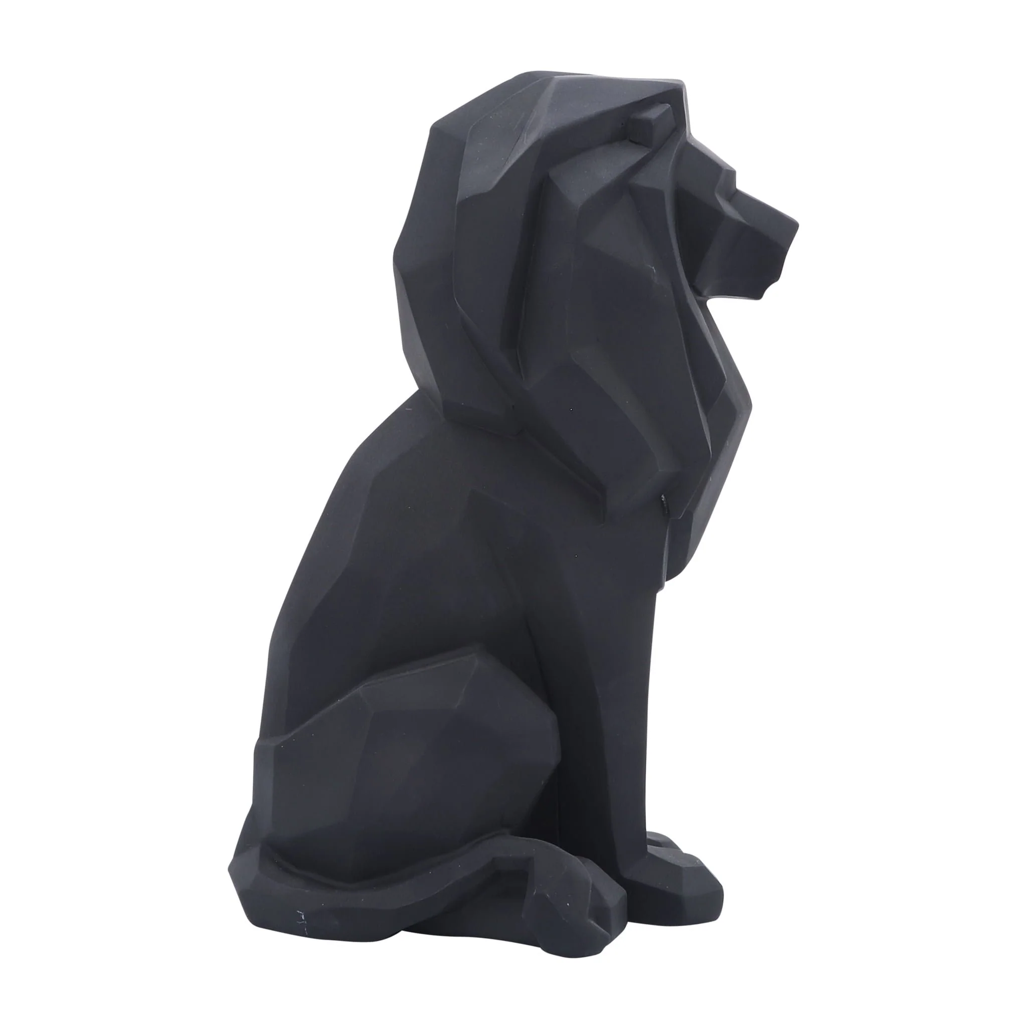 Resin 11"h Sitting Lion, Black - Image 4