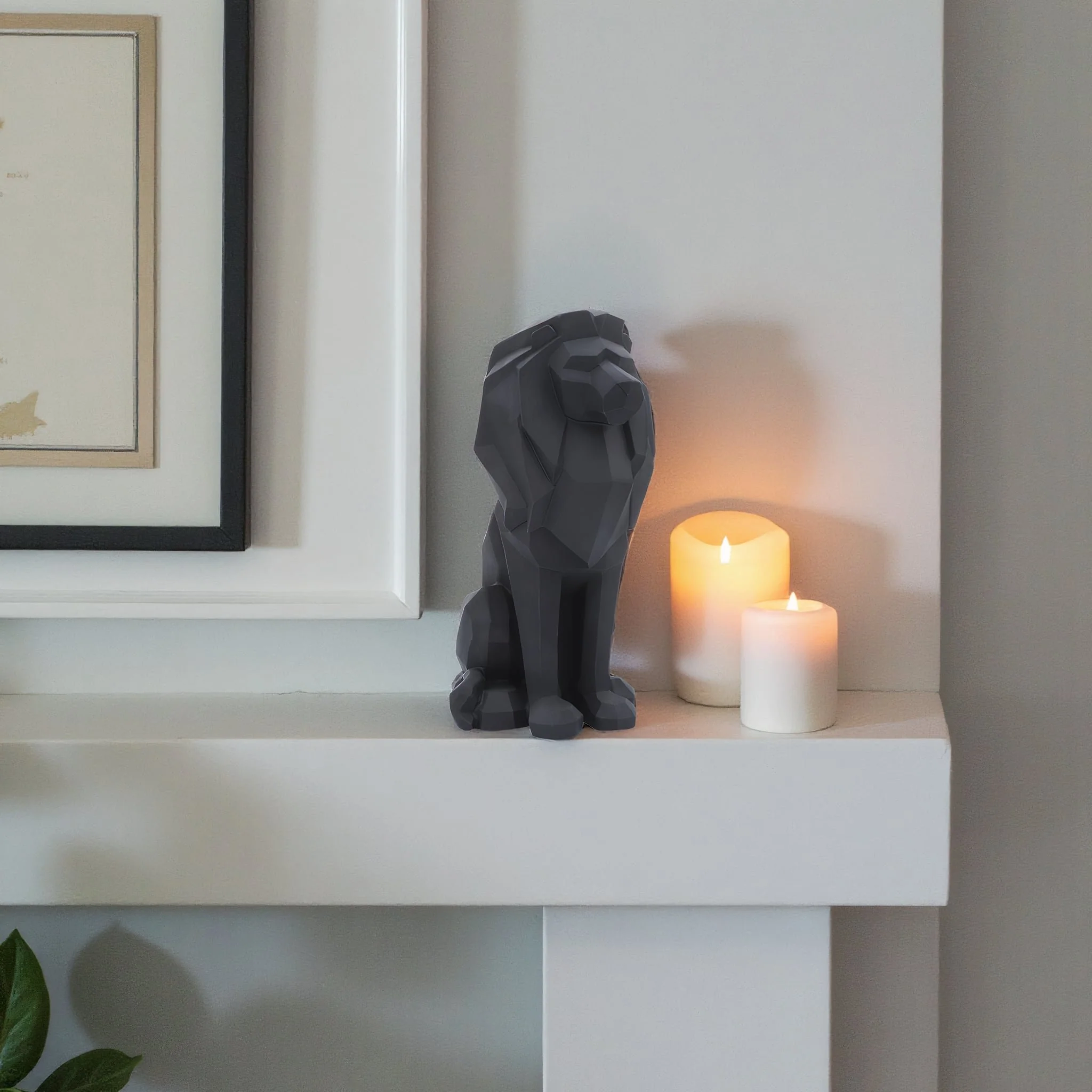 Resin 11"h Sitting Lion, Black - Image 9