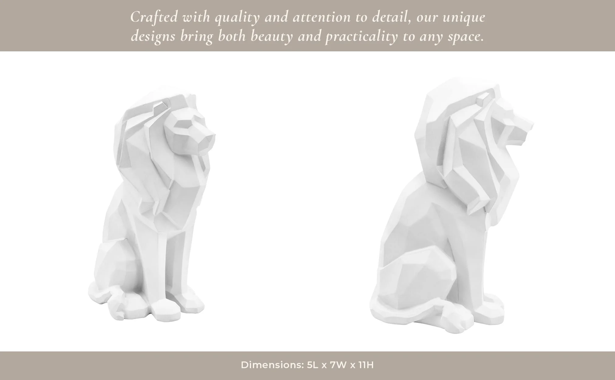 Resin 11"h Sitting Lion, White - Image 10