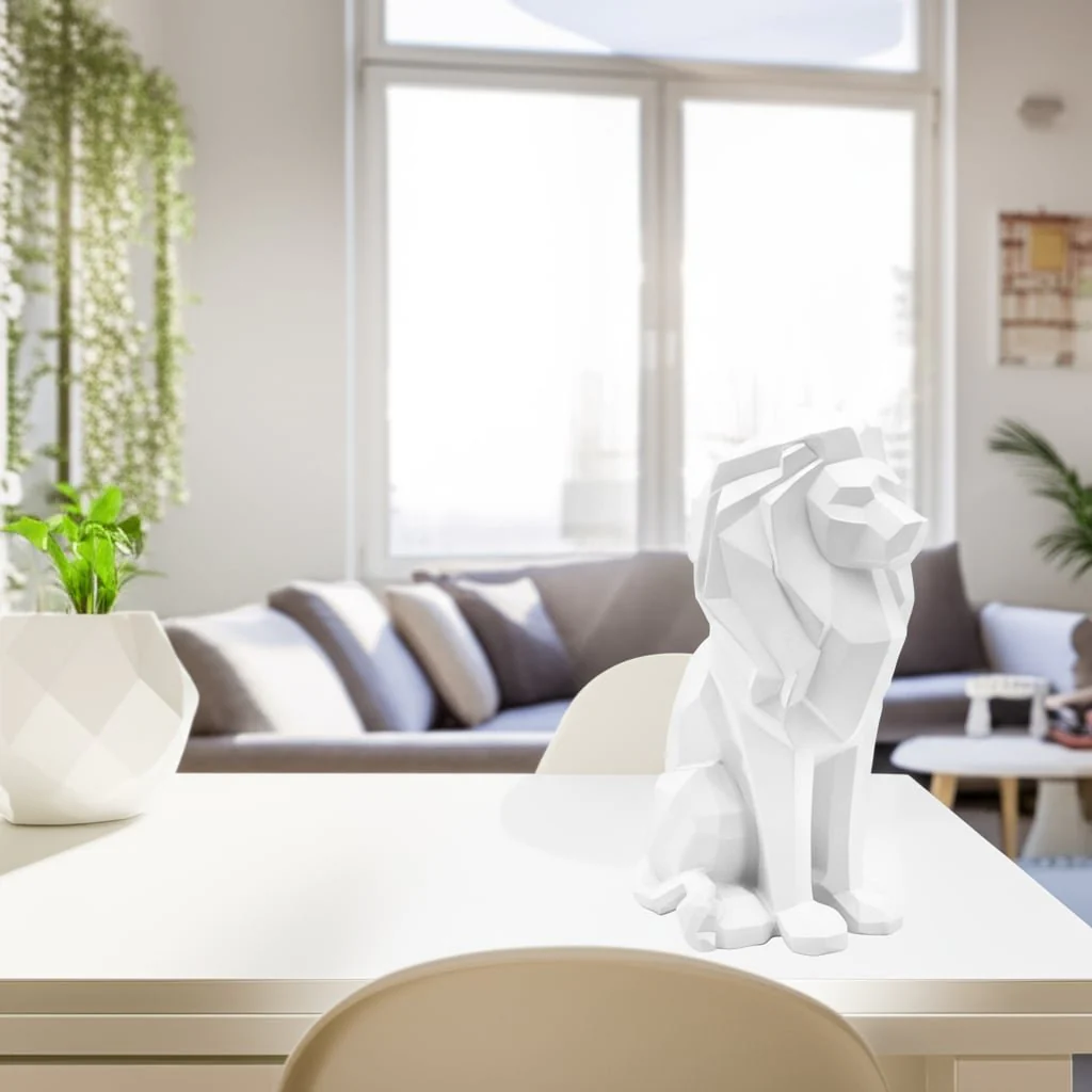 Resin 11"h Sitting Lion, White - Image 9