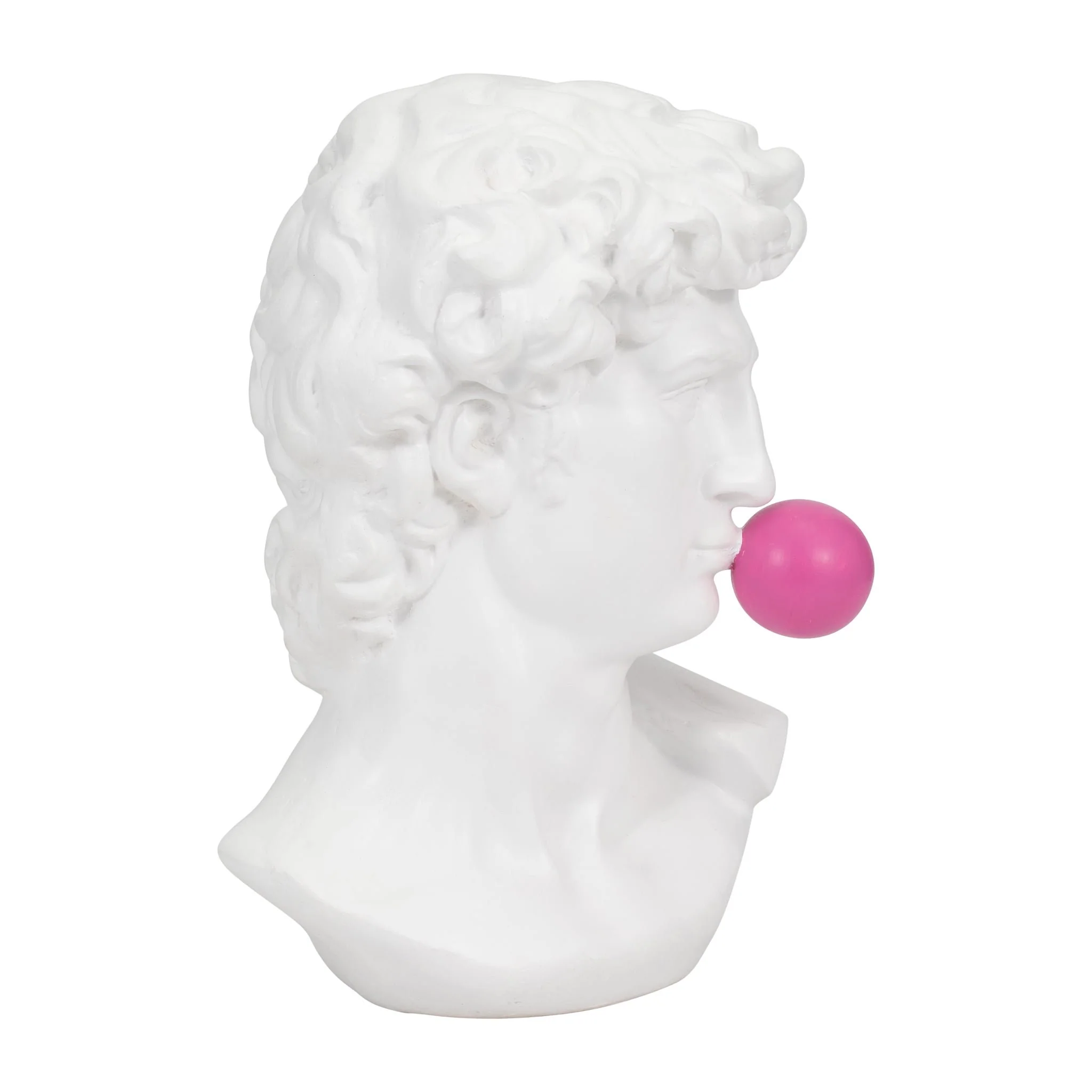 Resin, 13" Greek God Head W/gum, White - Image 3