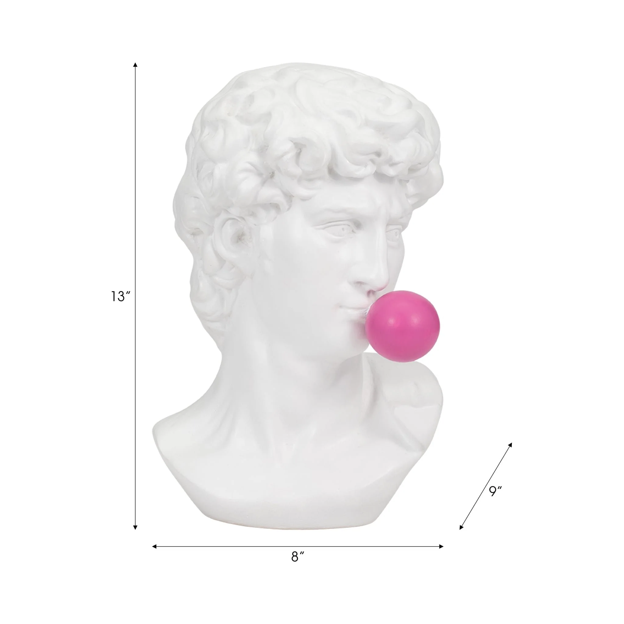 Resin, 13" Greek God Head W/gum, White - Image 8