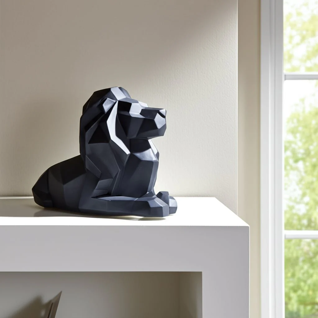 Resin 13" Laying Lion, Black - Image 10