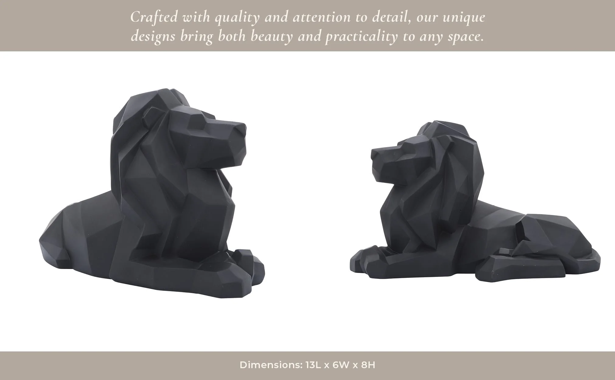 Resin 13" Laying Lion, Black - Image 11