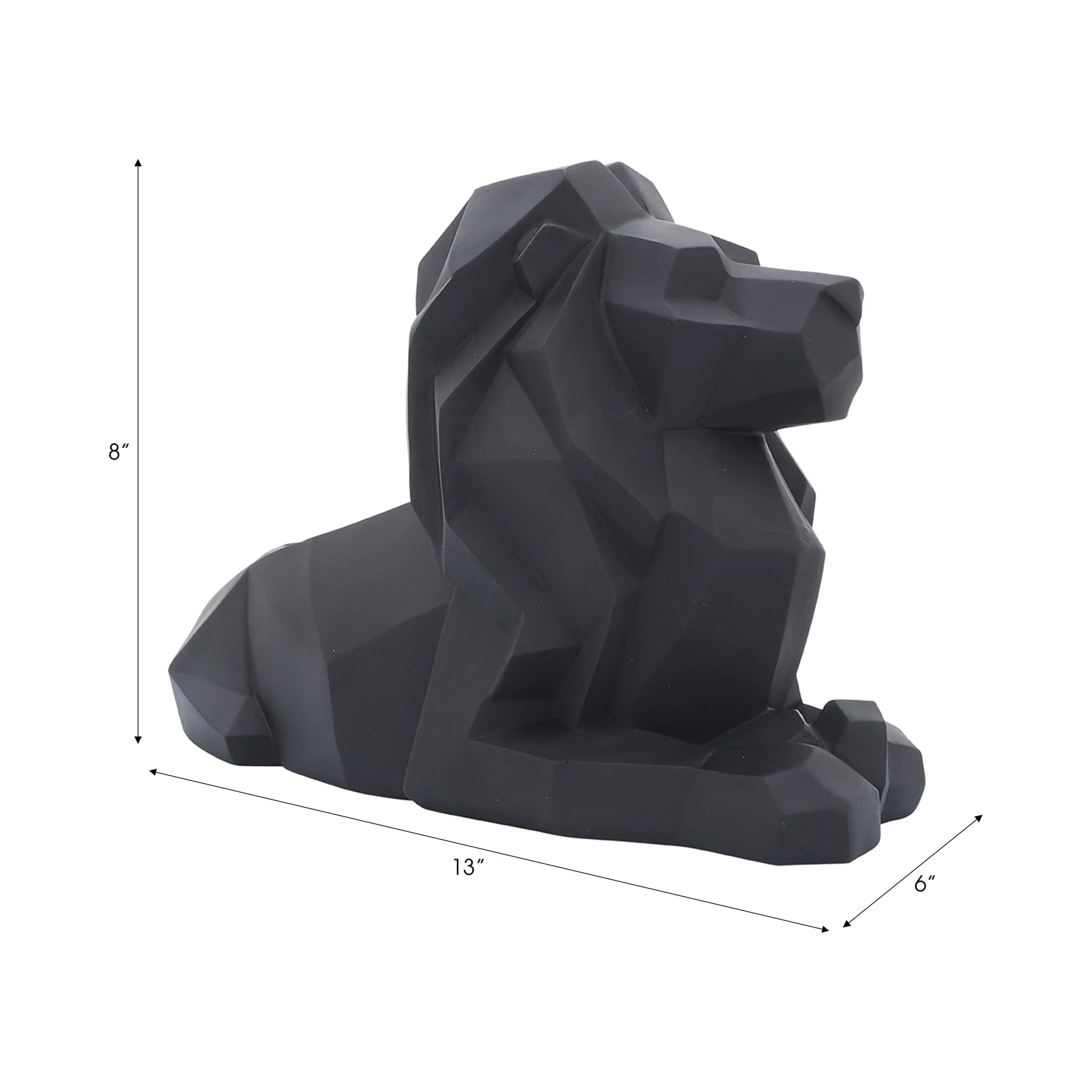 Resin 13" Laying Lion, Black - Image 6