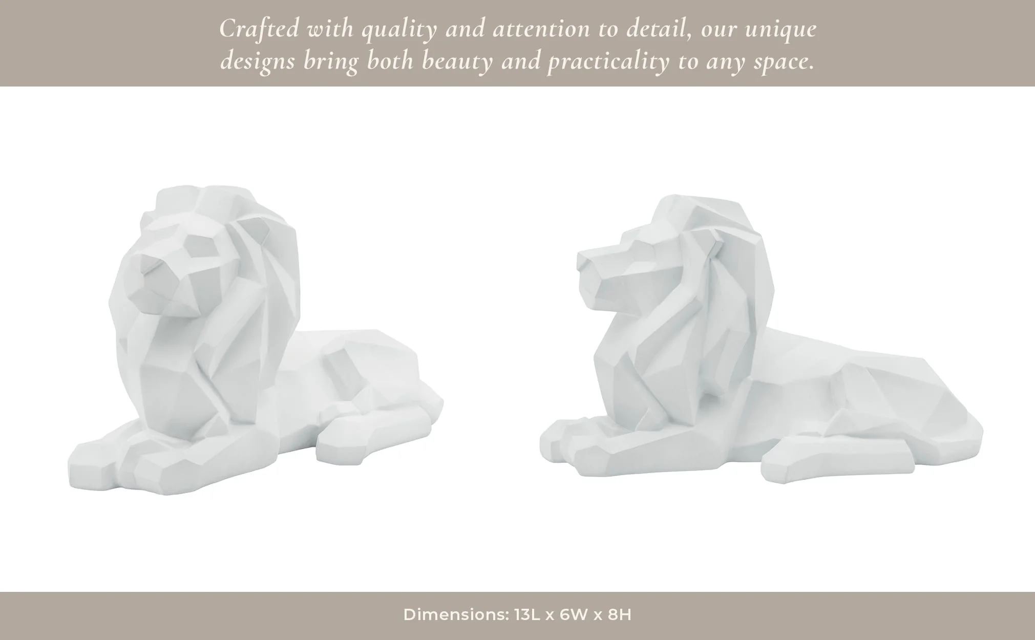 Resin 13" Laying Lion, White - Image 10