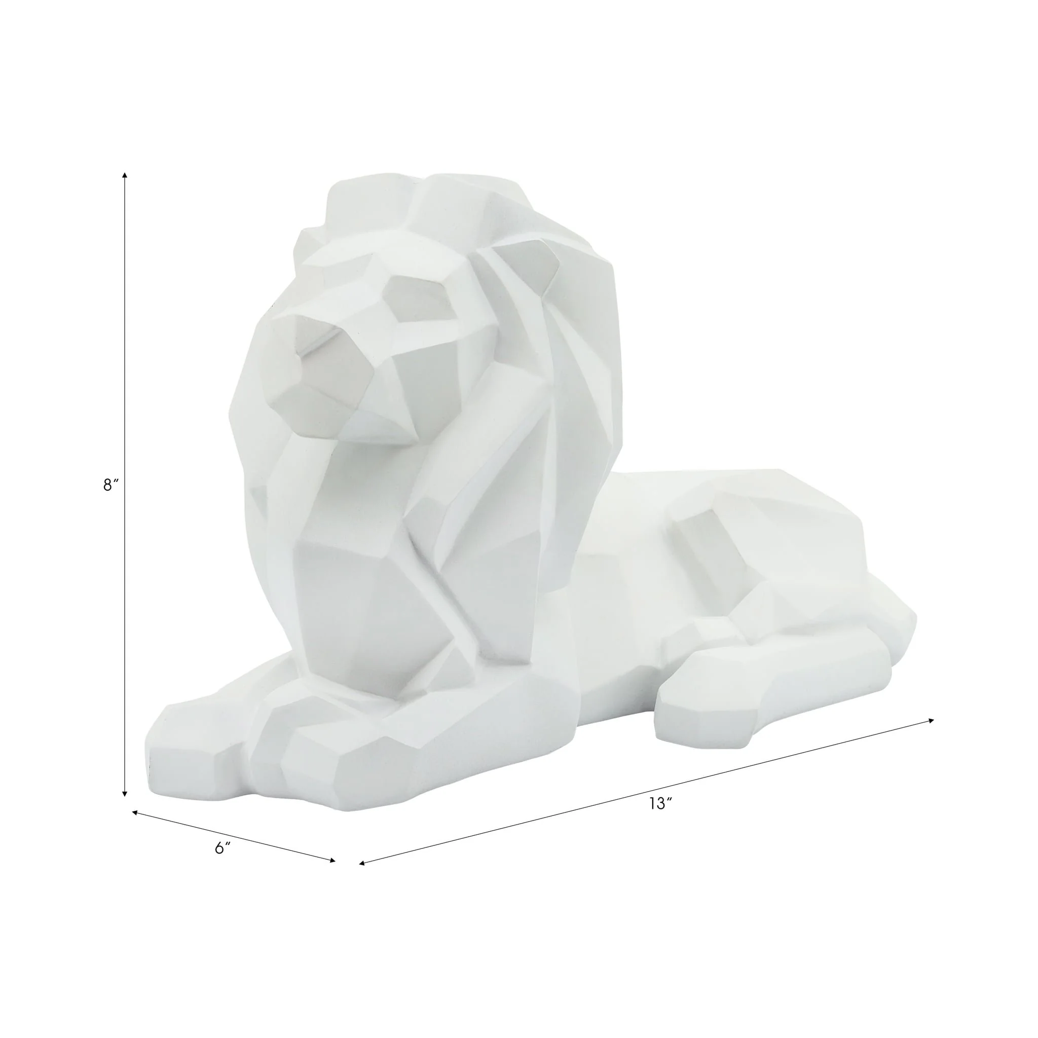 Resin 13" Laying Lion, White - Image 7