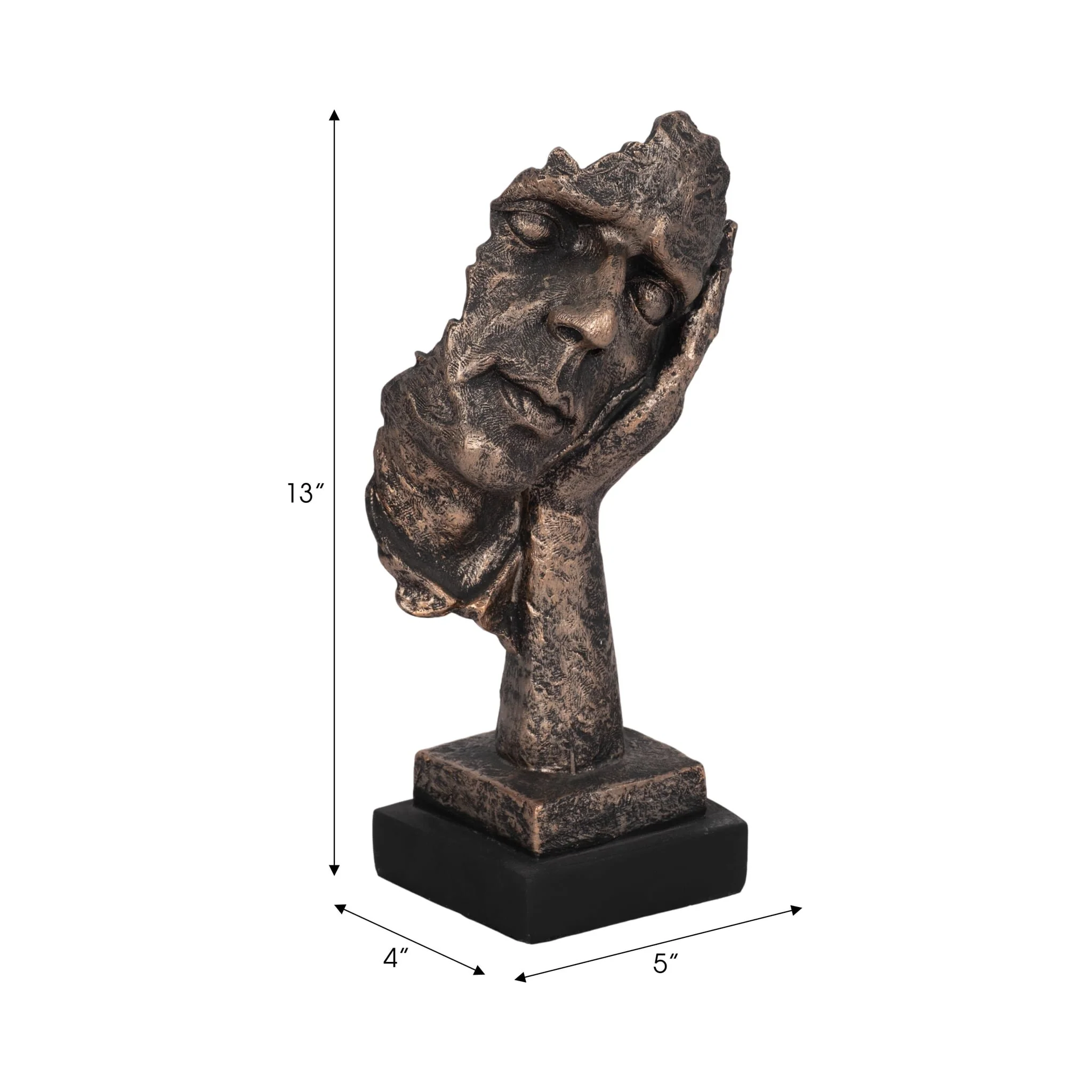 Resin, 13" Sleepy Head, Bronze - Image 2