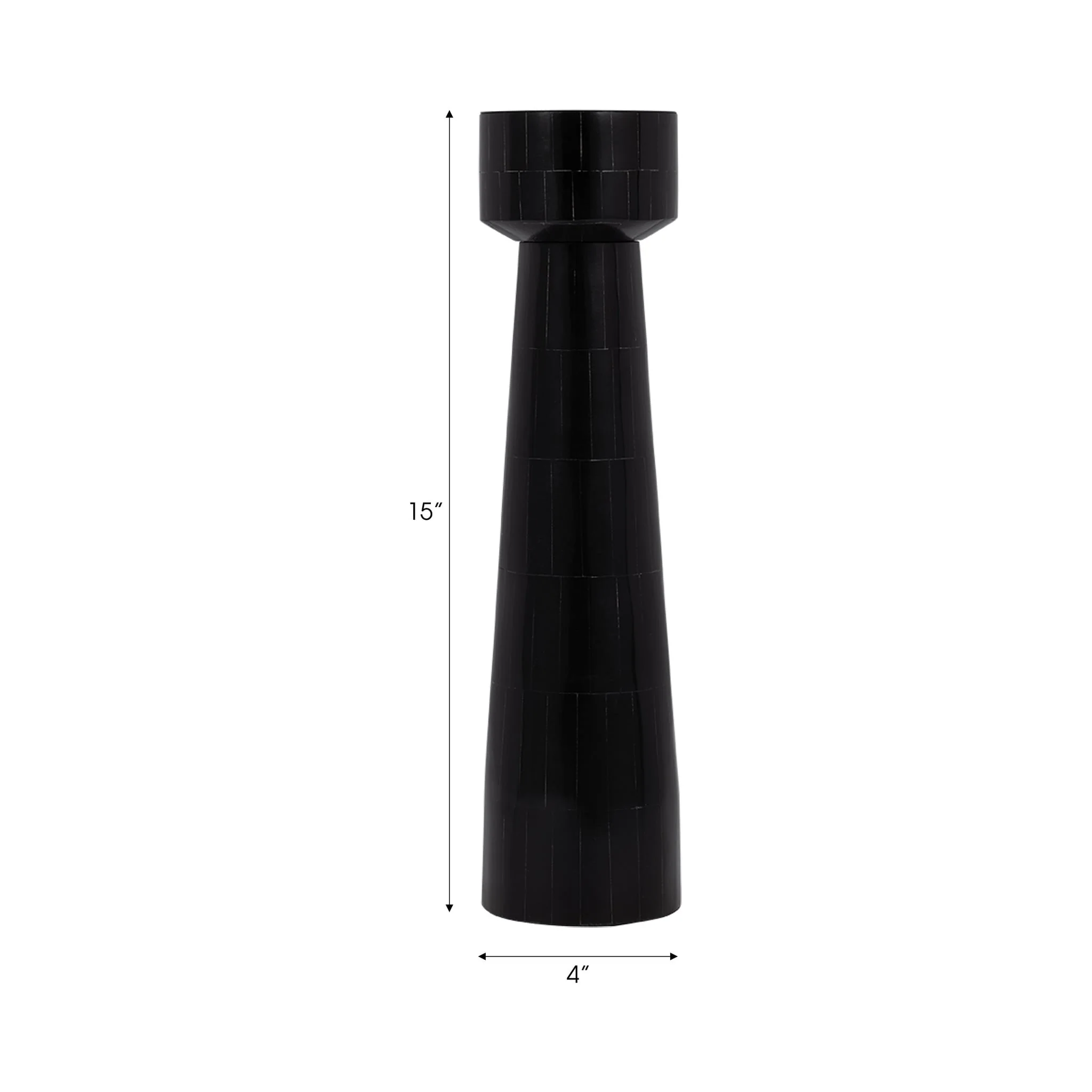 Resin, 15" Pillar Candleholder, Black - Image 3