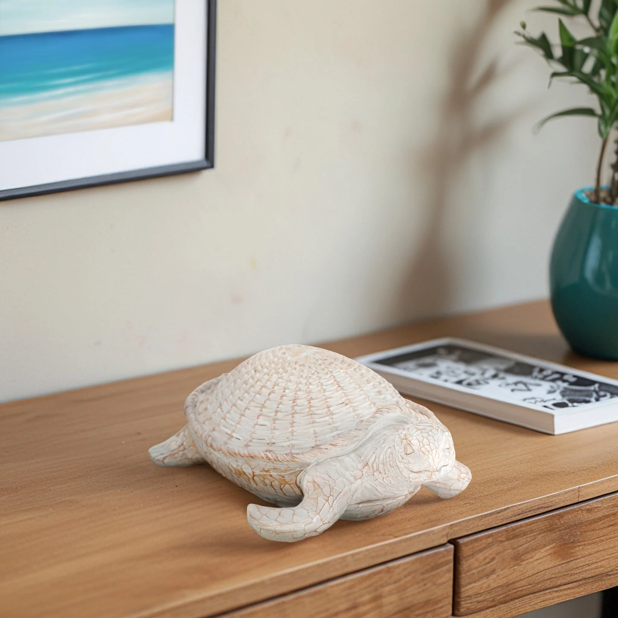 Resin, 15" Turtle Deco, White - Image 10