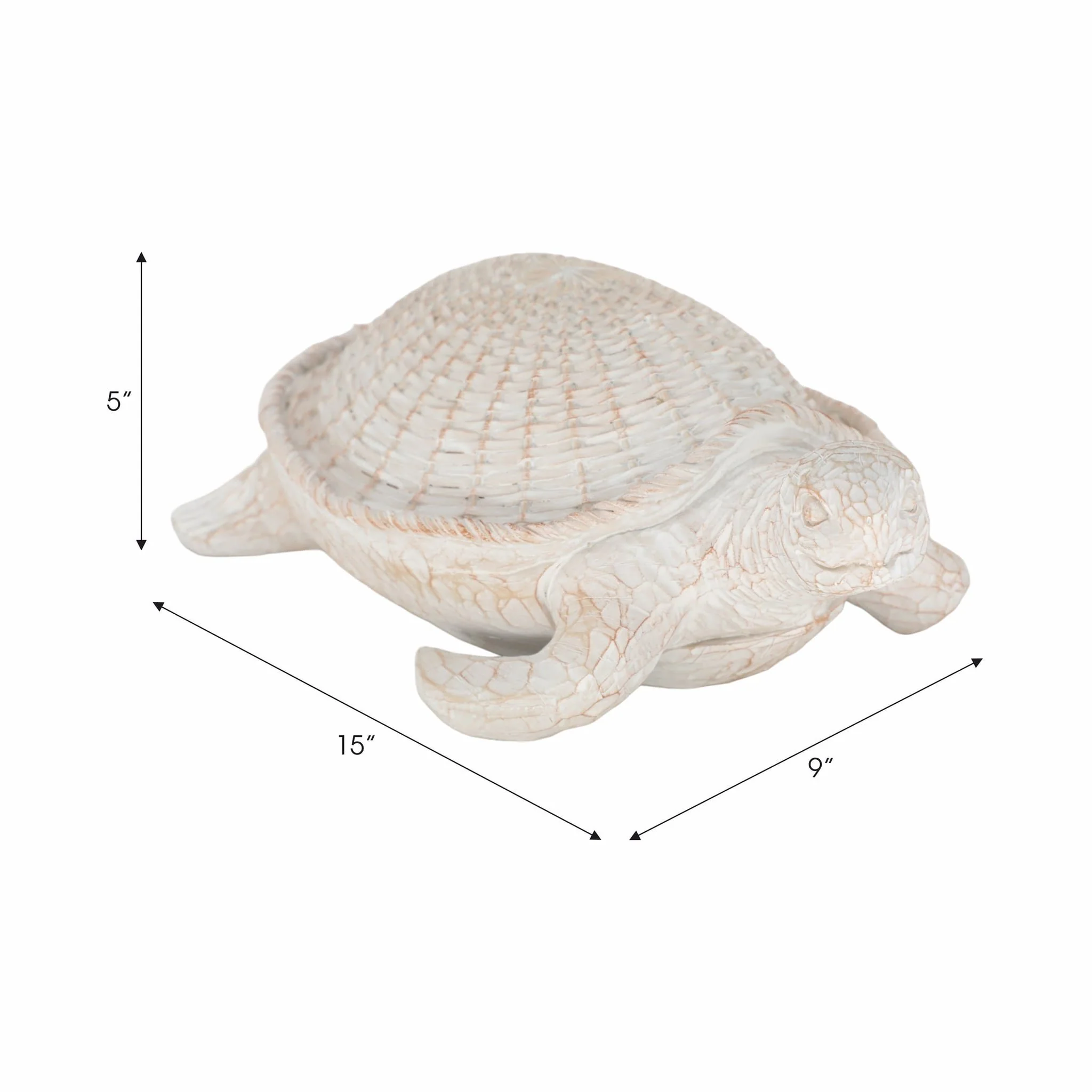 Resin, 15" Turtle Deco, White - Image 8