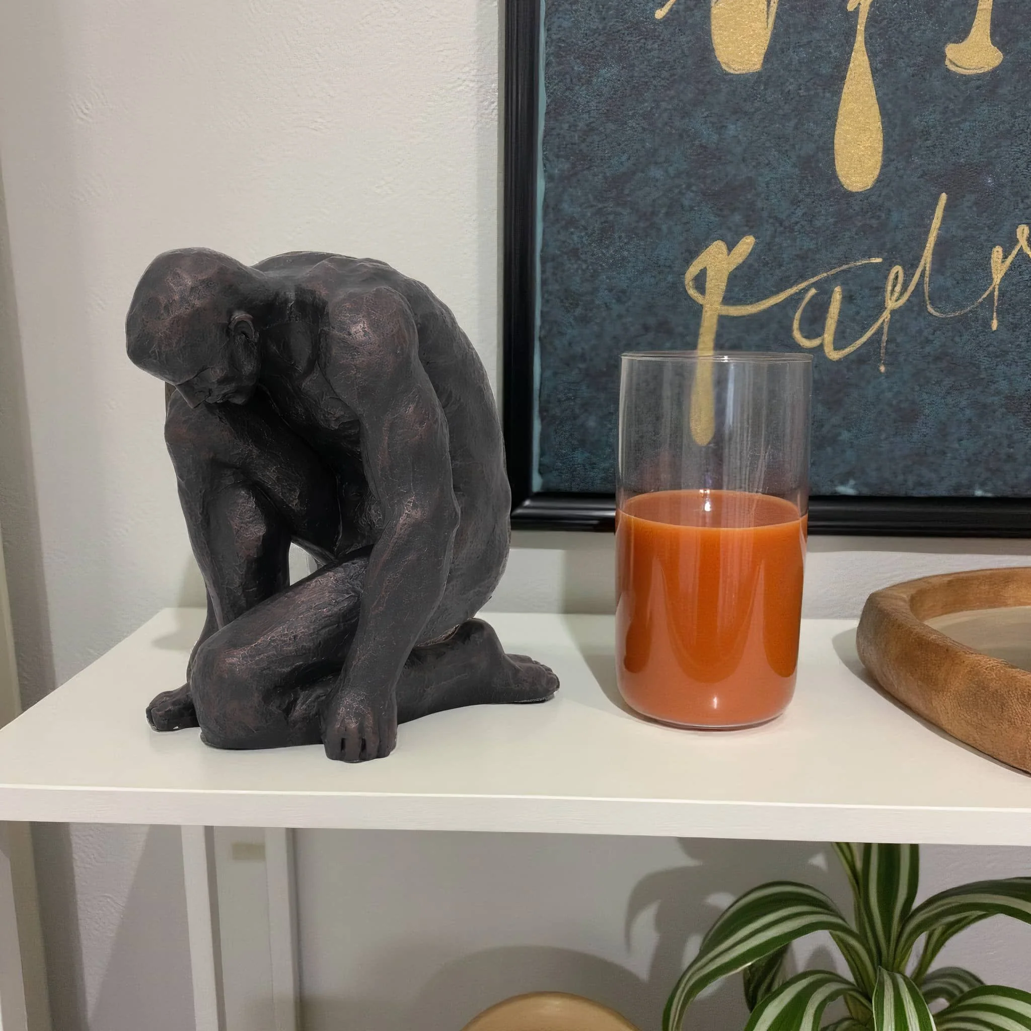 Resin 16"h Kneeling Man, Black - Image 13
