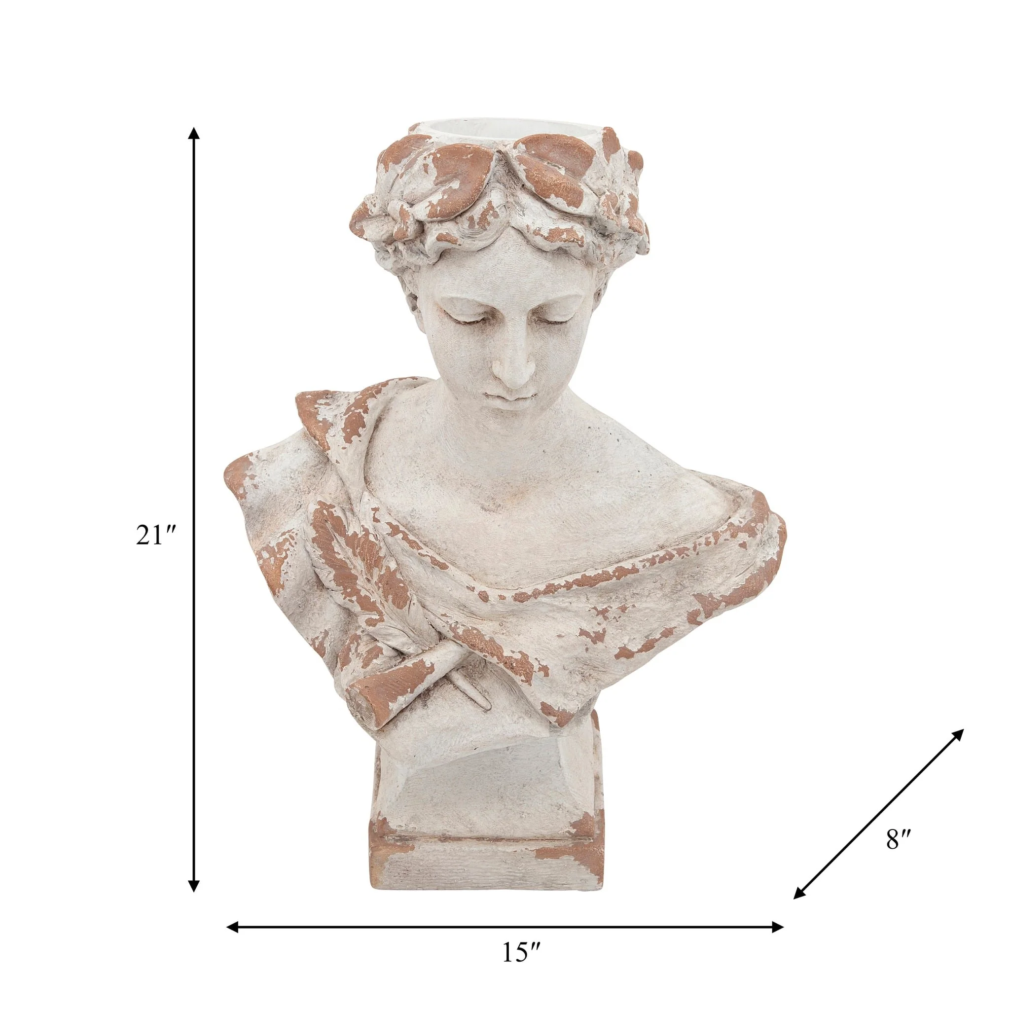 Resin, 21"h Lady W/ Laurels, White - Image 6