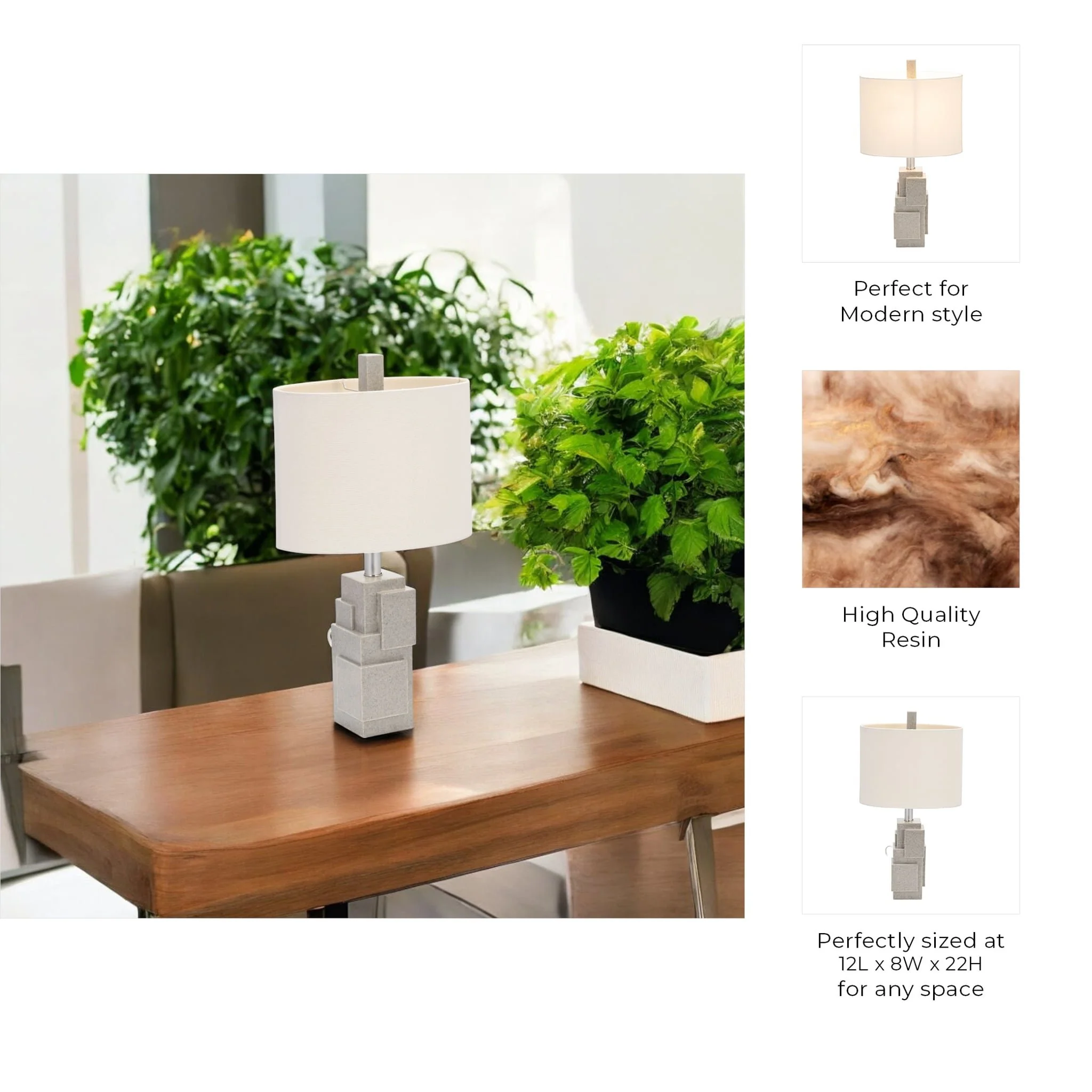 Resin 22" Blocks Table Lamp,gray - Image 9