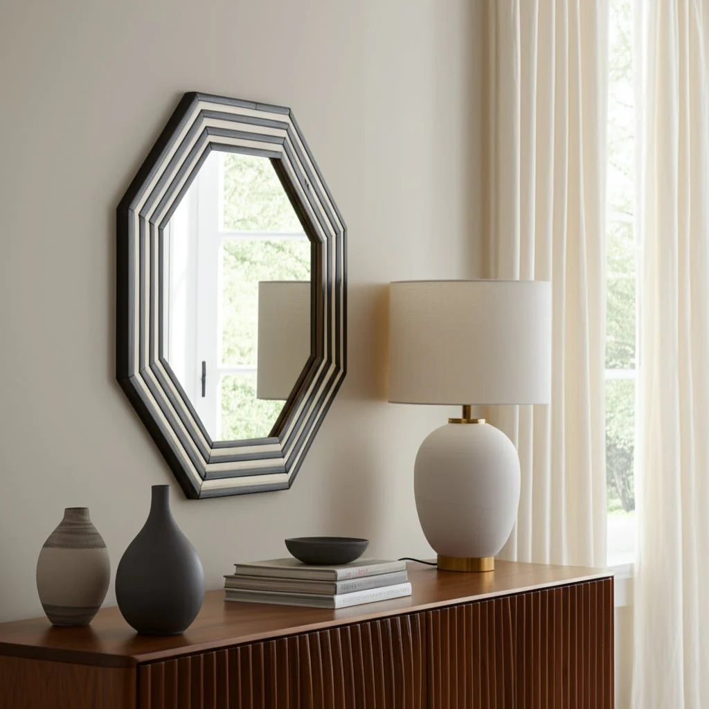 Resin 24x24 Octagon Mirror Blk/wht - Image 8