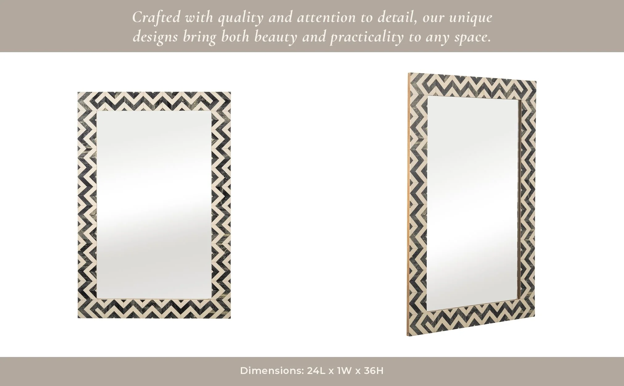 Resin 24x36 Chevron Rect Mirror Gray/wht - Image 10