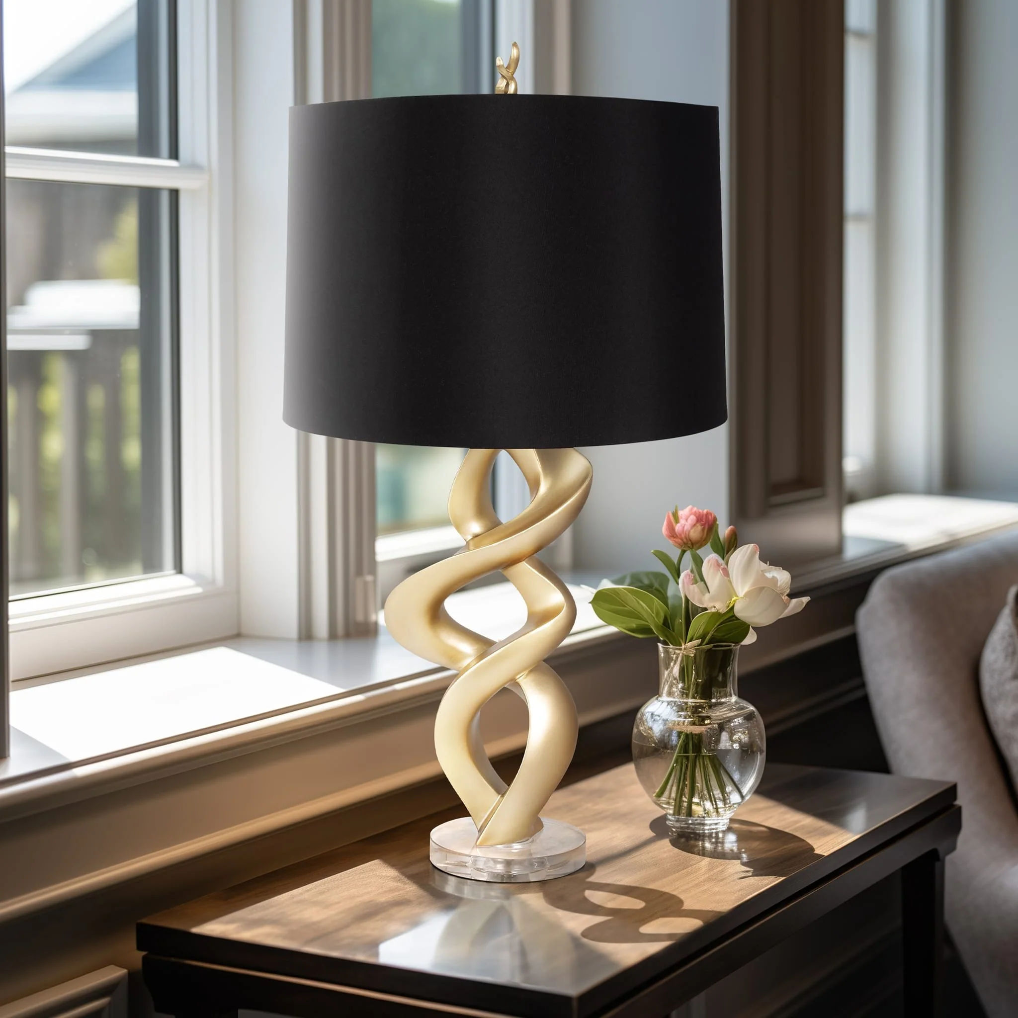 Resin 30" Swirl Table Lamp, Gold - Image 11
