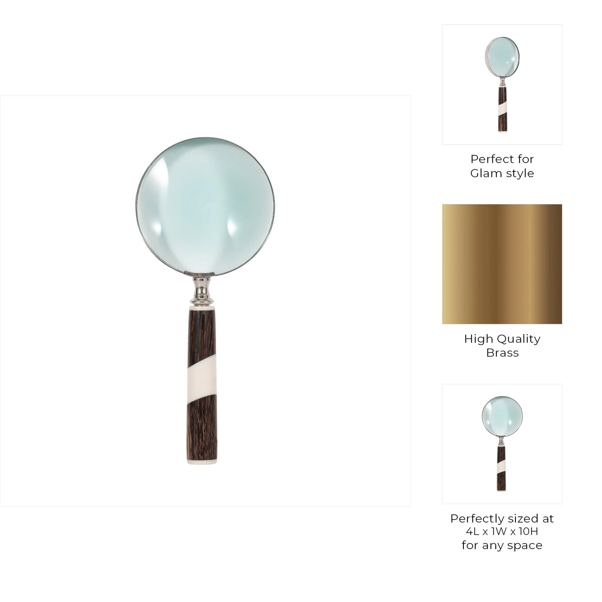 Resin, 4" 2-tone Magnifying Glass, Black/white - Image 7