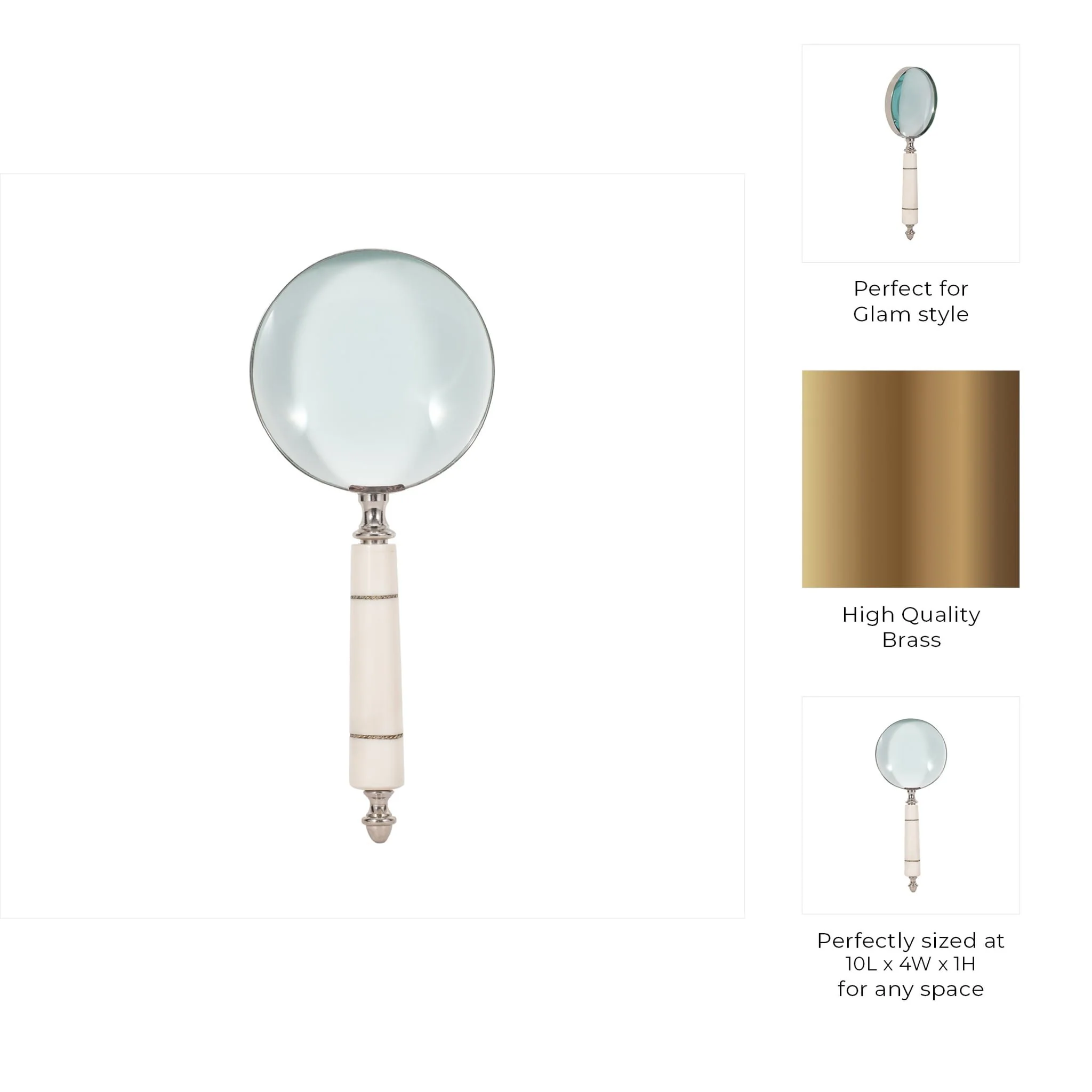 Resin, 4" Magnifying Glass, Ivory - Image 7