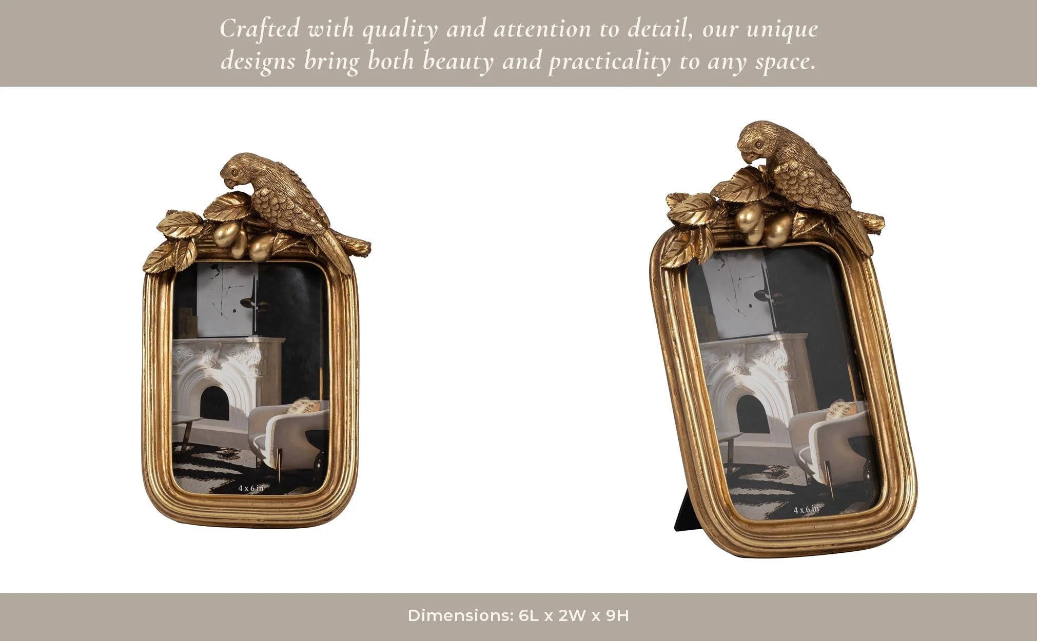 Resin, 4x6 Bird Photo Frame, Gold - Image 12