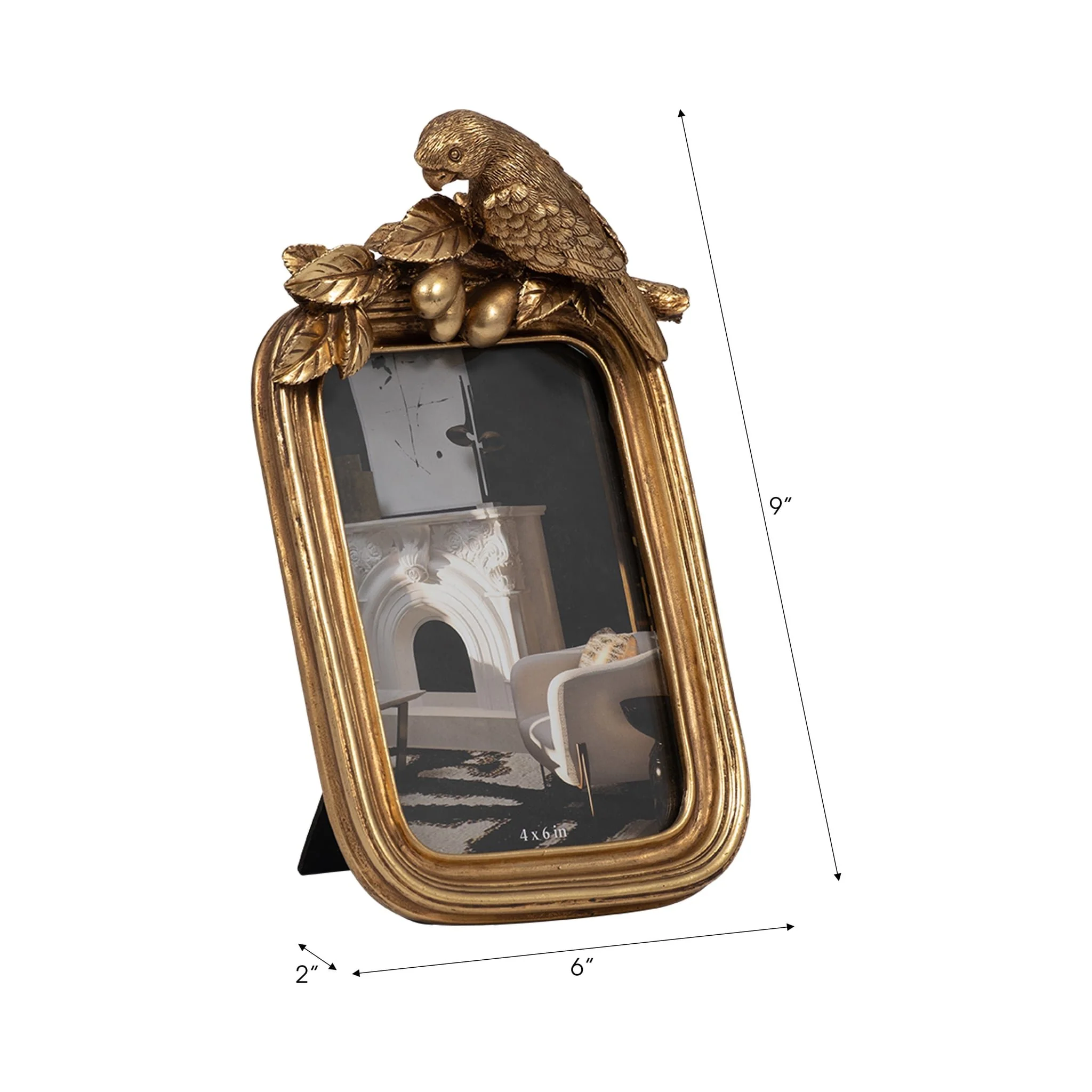Resin, 4x6 Bird Photo Frame, Gold - Image 6