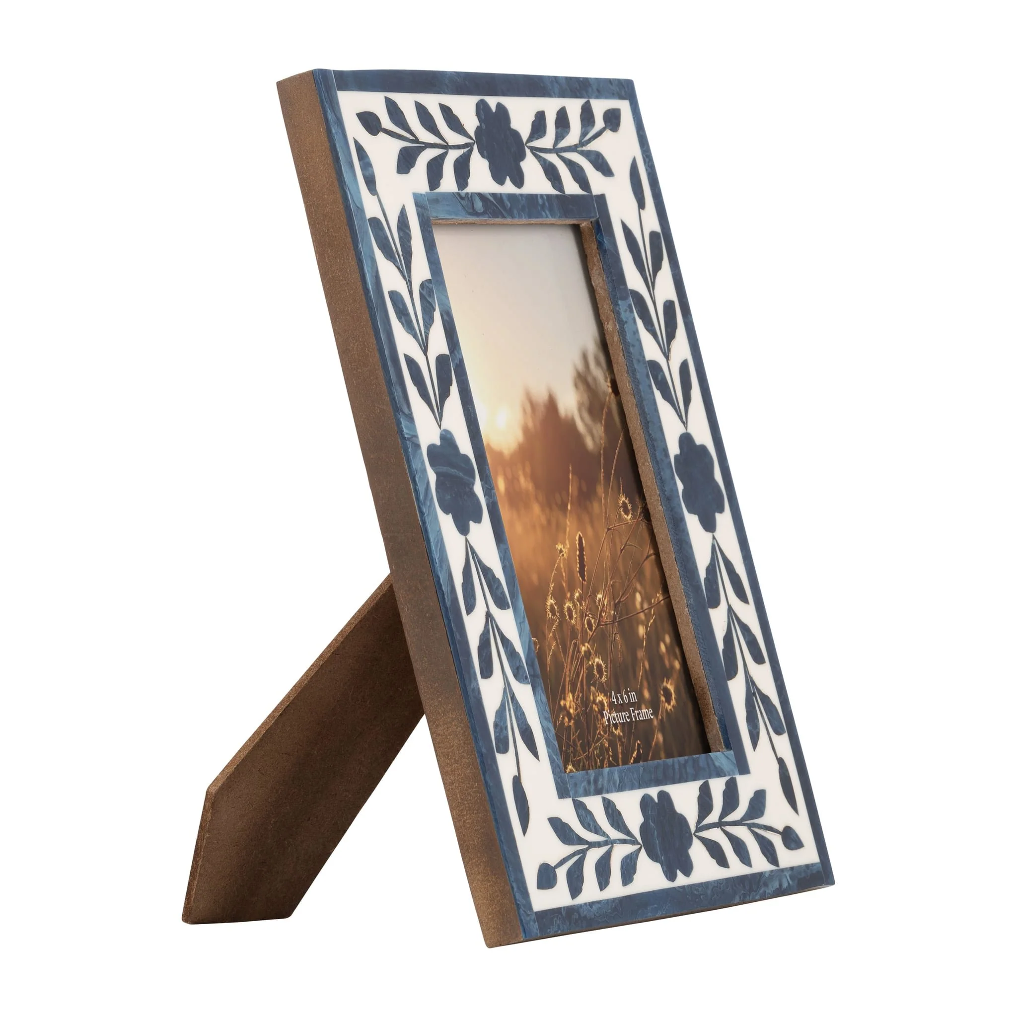 Resin,4x6 Blue Petals Photo Frame,white/blue - Image 2