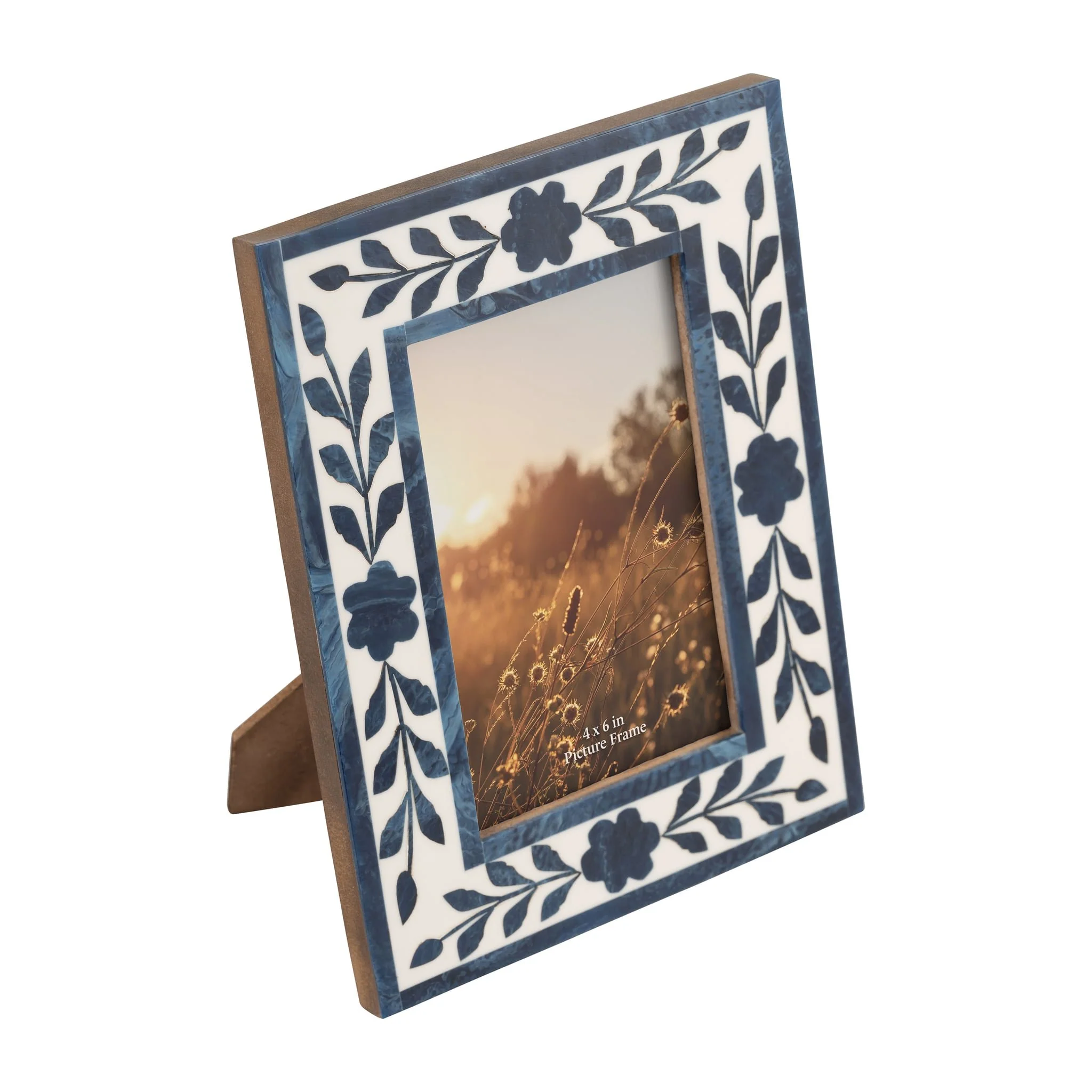 Resin,4x6 Blue Petals Photo Frame,white/blue - Image 3