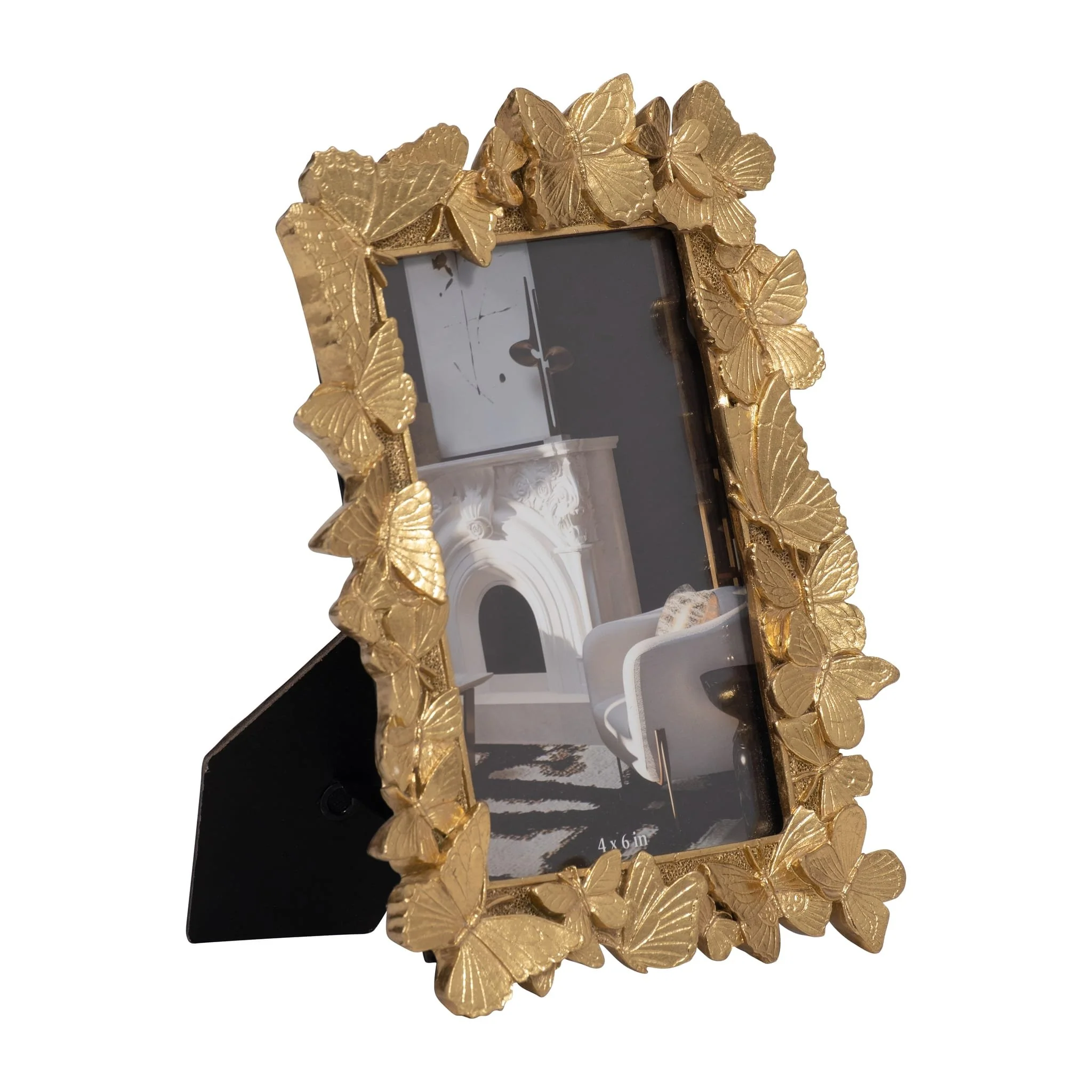 Resin, 4x6 Butterflies Photo Frame, Gold - Image 2