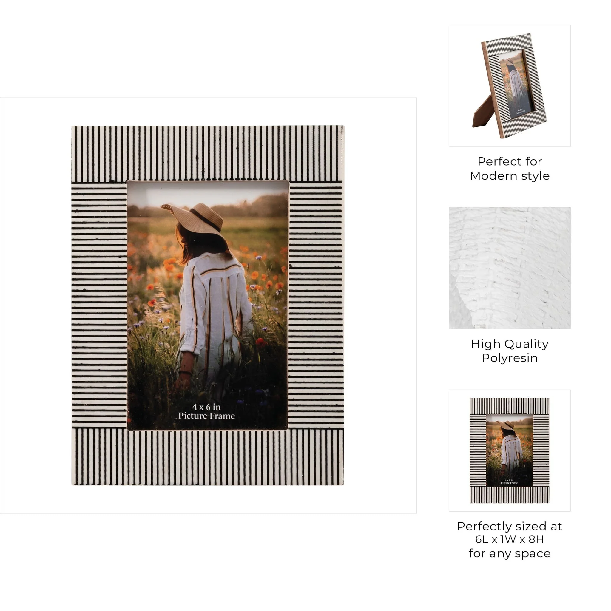 Resin,4x6 Etched Lines Photo Frame ,black/white - Image 7