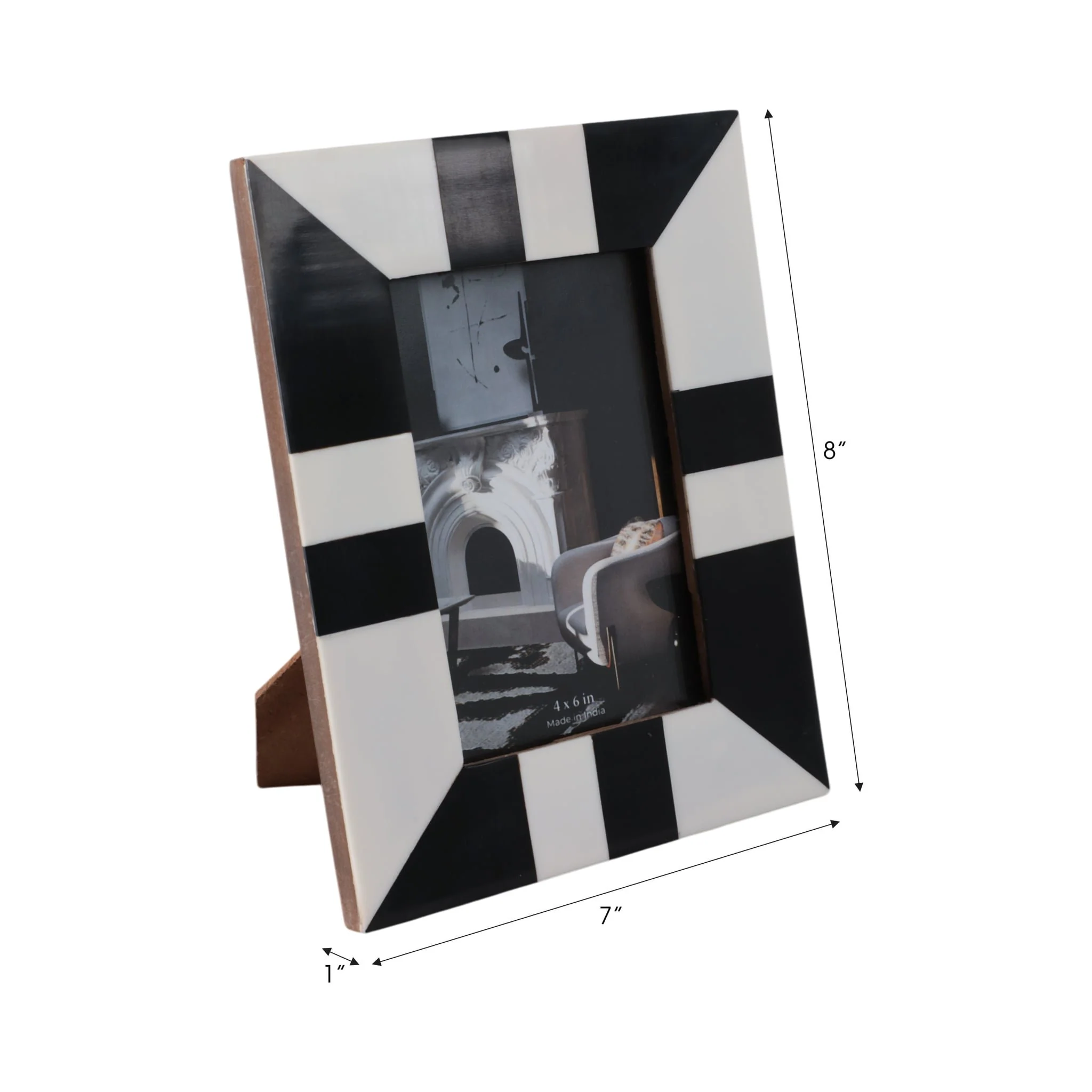 Resin, 4x6 Geometric Photo Frame, Black/white - Image 7