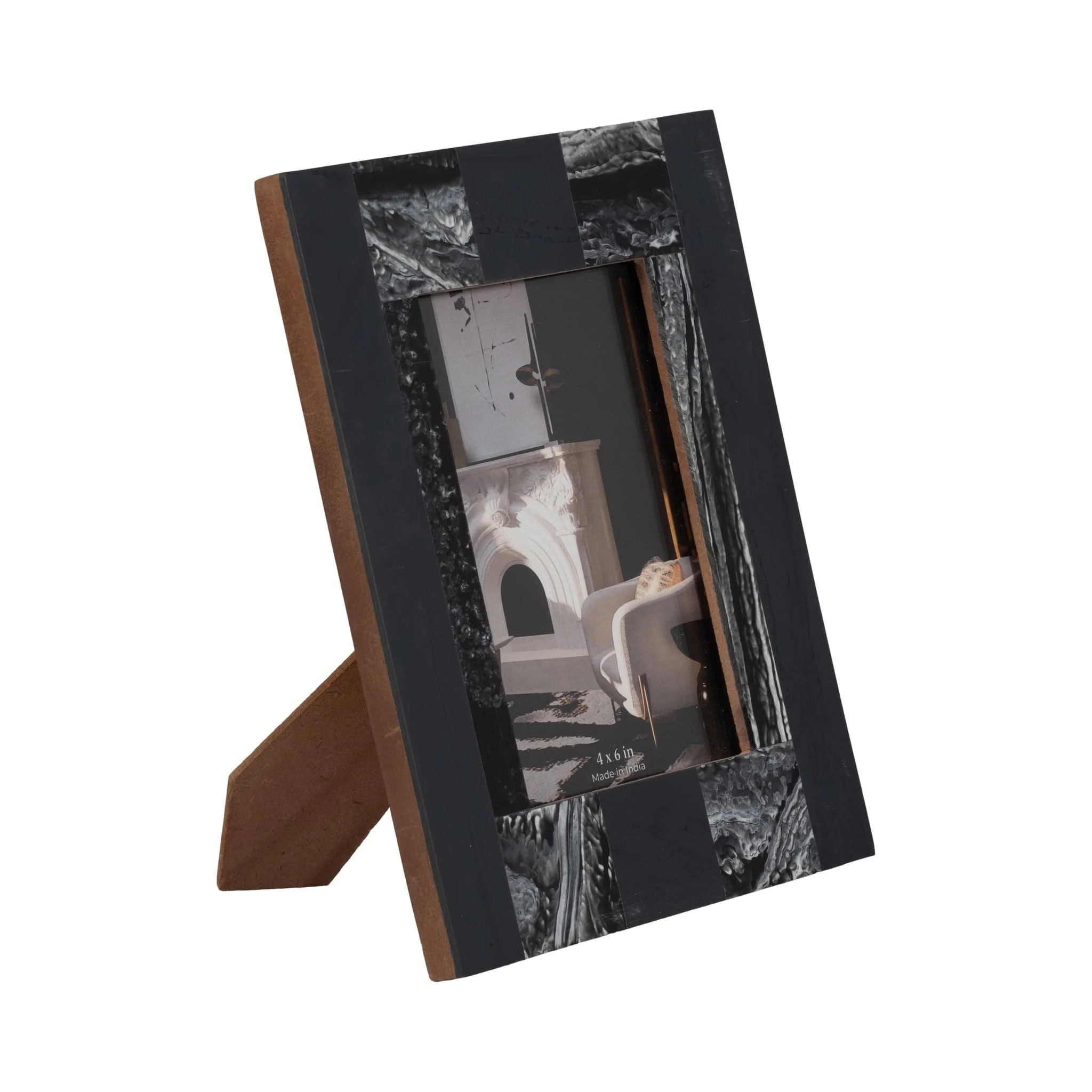 Resin, 4x6 Marbled Photo Frame, Black - Image 2