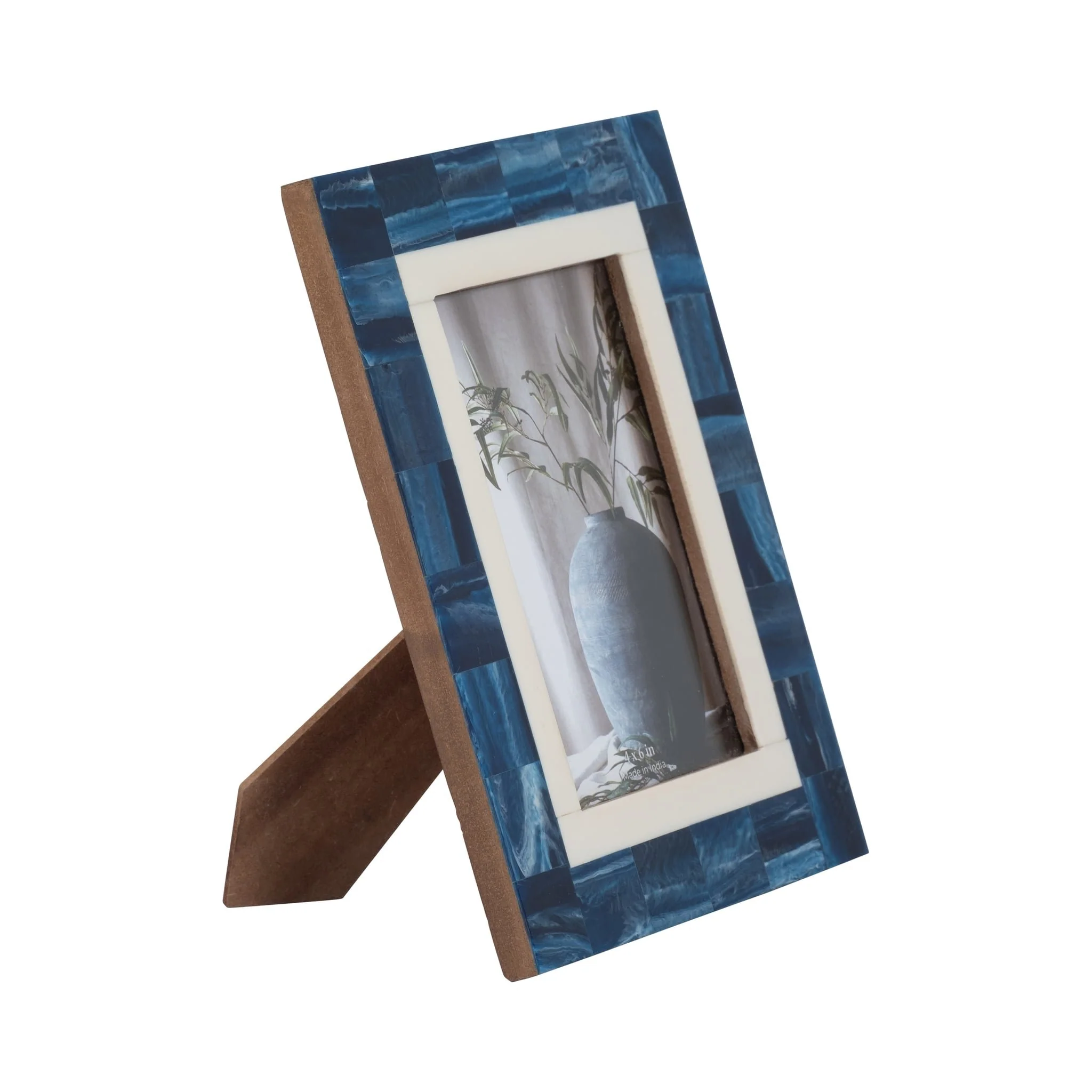 Resin, 4x6 Navy & White Border Photo Frame, Navy/w - Image 2