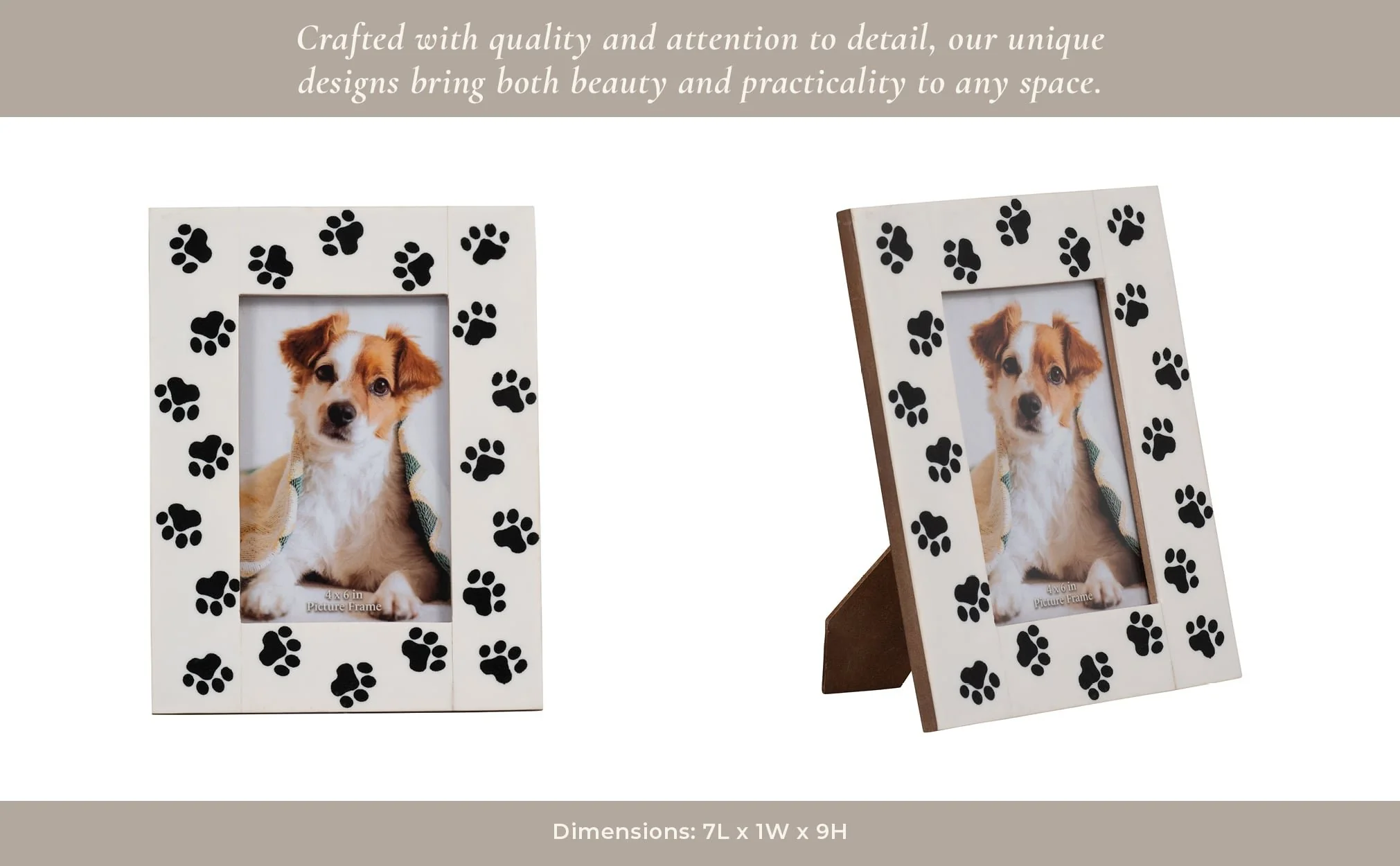 Resin, 4x6 Paw Prints Photo Frame, Black/white - Image 9