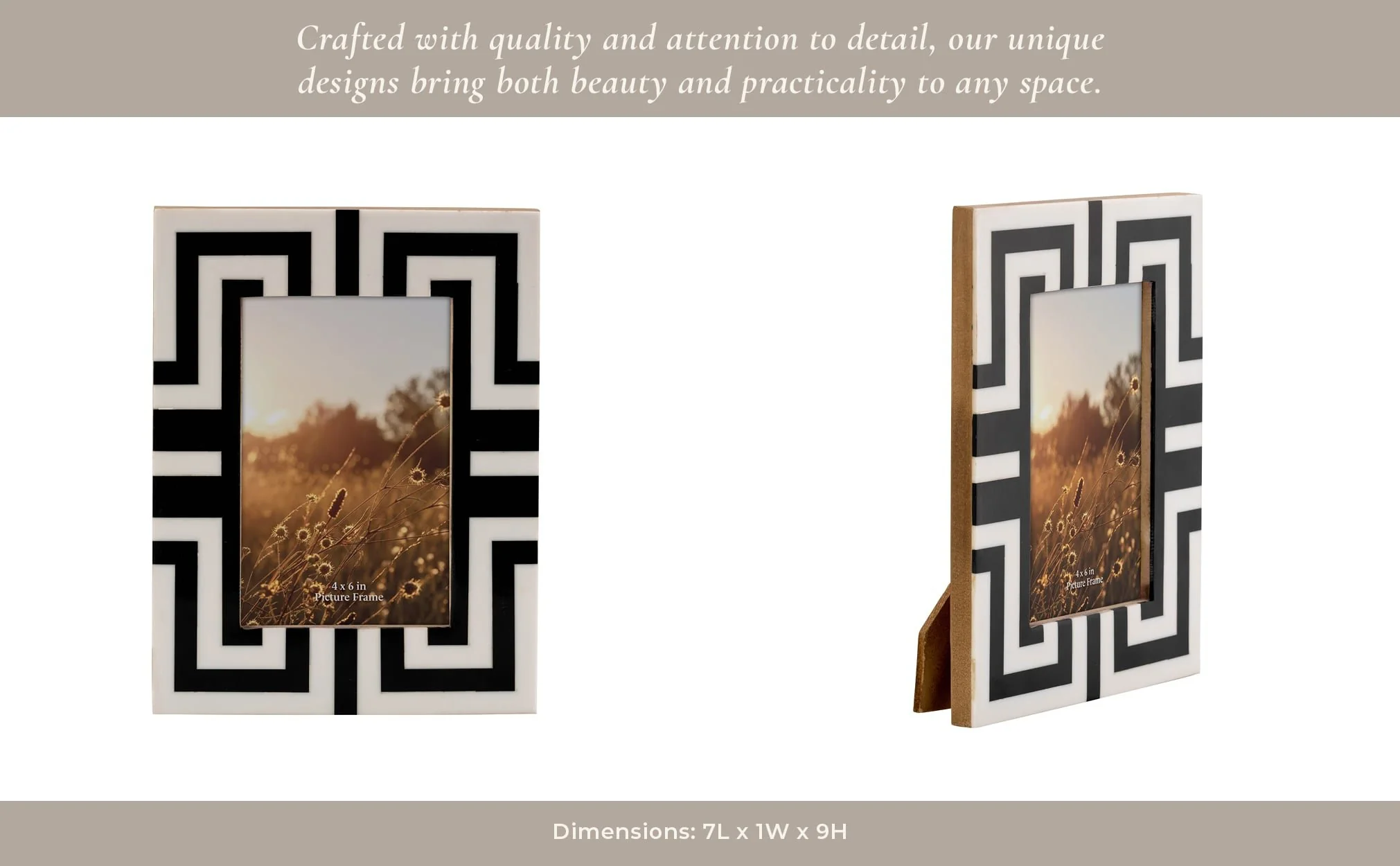 Resin, 4x6  Photo Frame, Black/white - Image 12