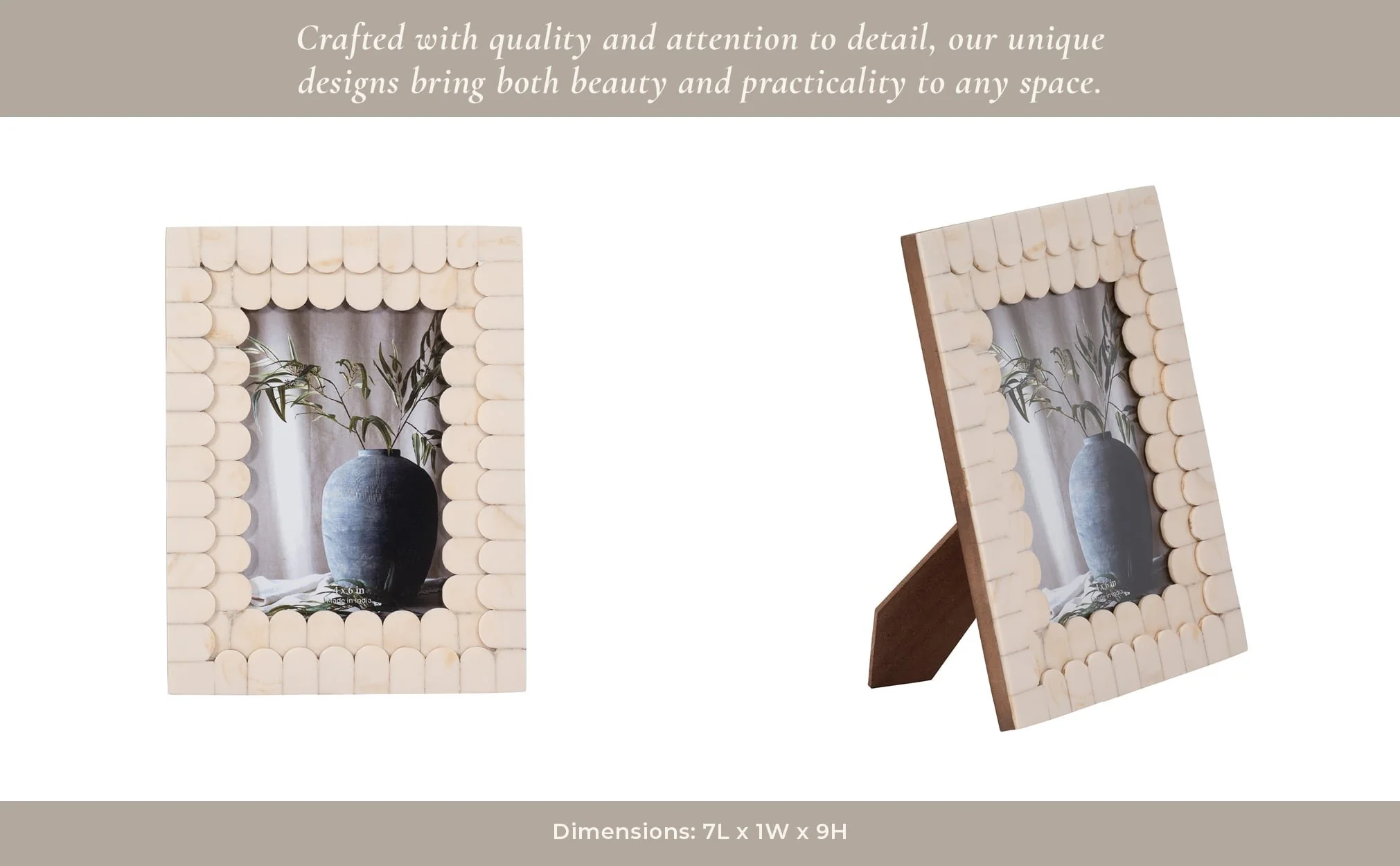 Resin, 4x6 Scalloped Photo Frame, Ivory - Image 13