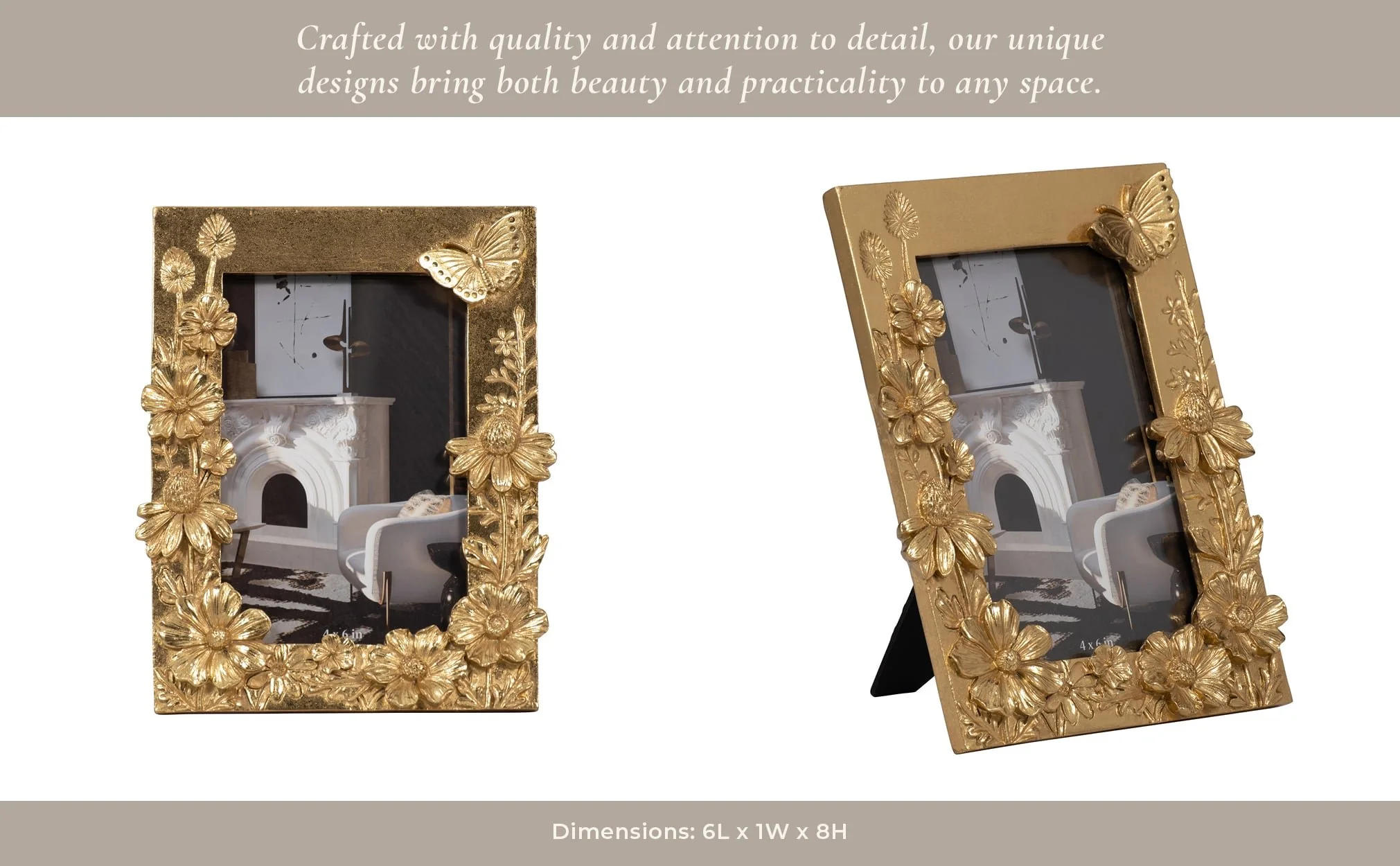 Resin, 4x6 Spring Time Photo Frame, Gold - Image 15