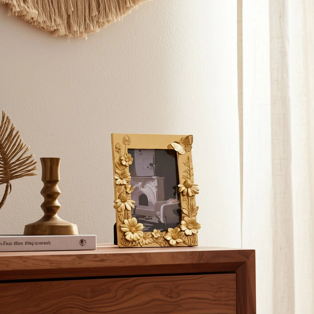Resin, 4x6 Spring Time Photo Frame, Gold - Image 9