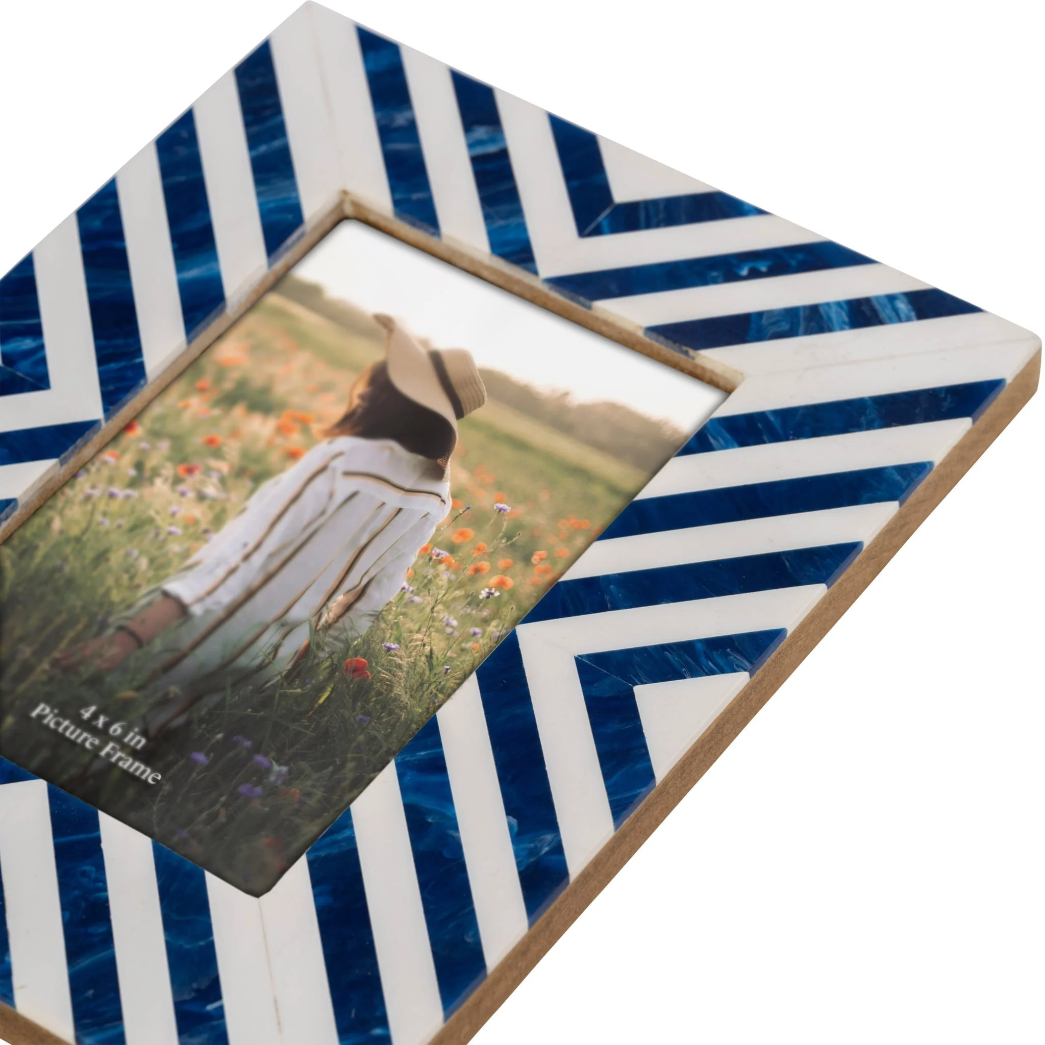 Resin, 4x6 Striped Photo Frame, Blue - Image 5