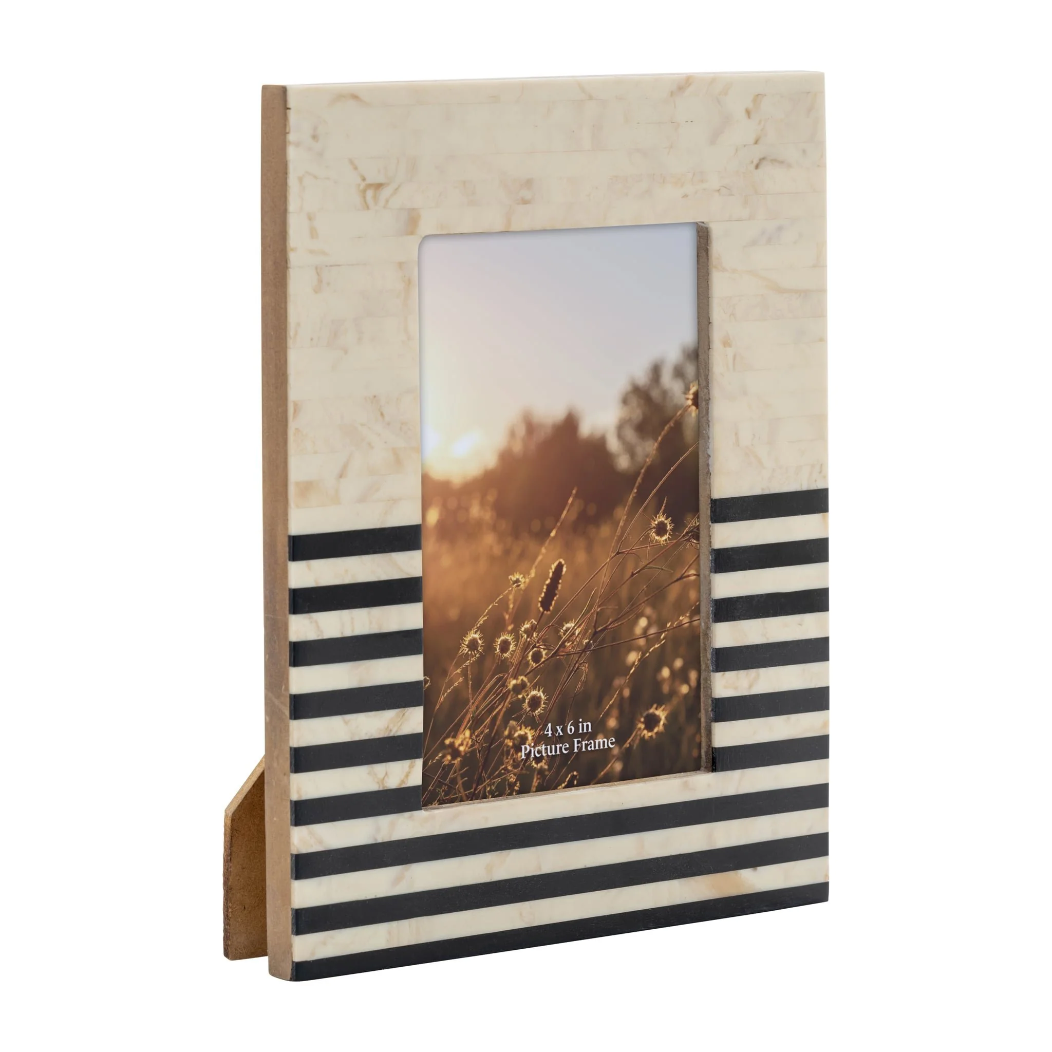 Resin 4x6" White W/ Black Stripes Photo Frame - Image 2