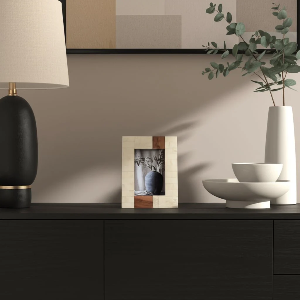 Resin, 4x6 Wood Stripe Photo Frame, Ivory/brown - Image 10