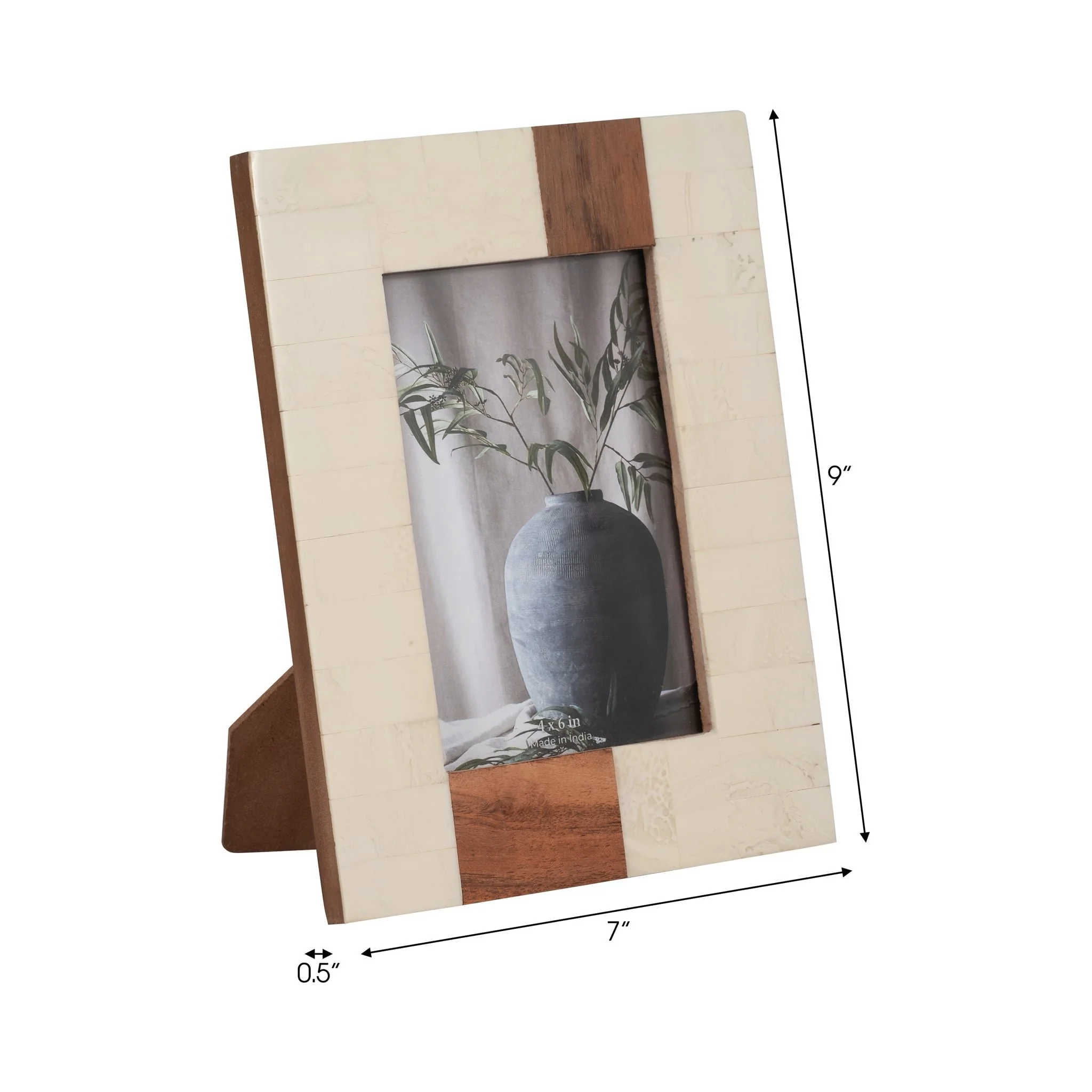 Resin, 4x6 Wood Stripe Photo Frame, Ivory/brown - Image 7
