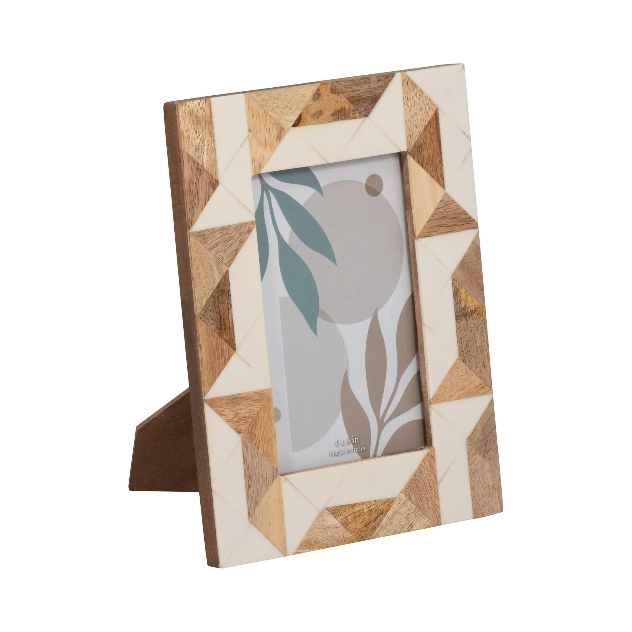 Resin, 4x6 Wood & White Geometric Photo Frame, Whi - Image 2