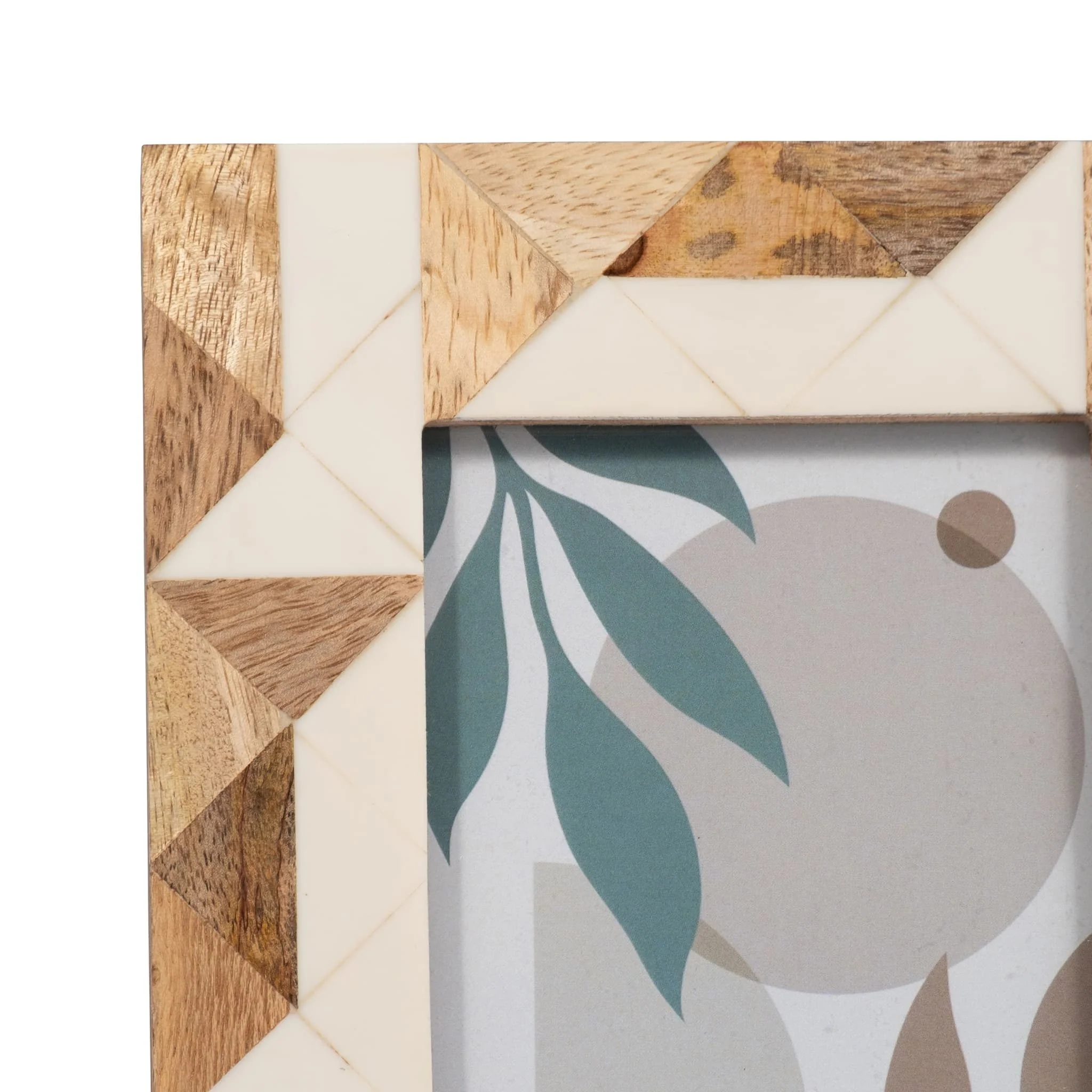 Resin, 4x6 Wood & White Geometric Photo Frame, Whi - Image 4