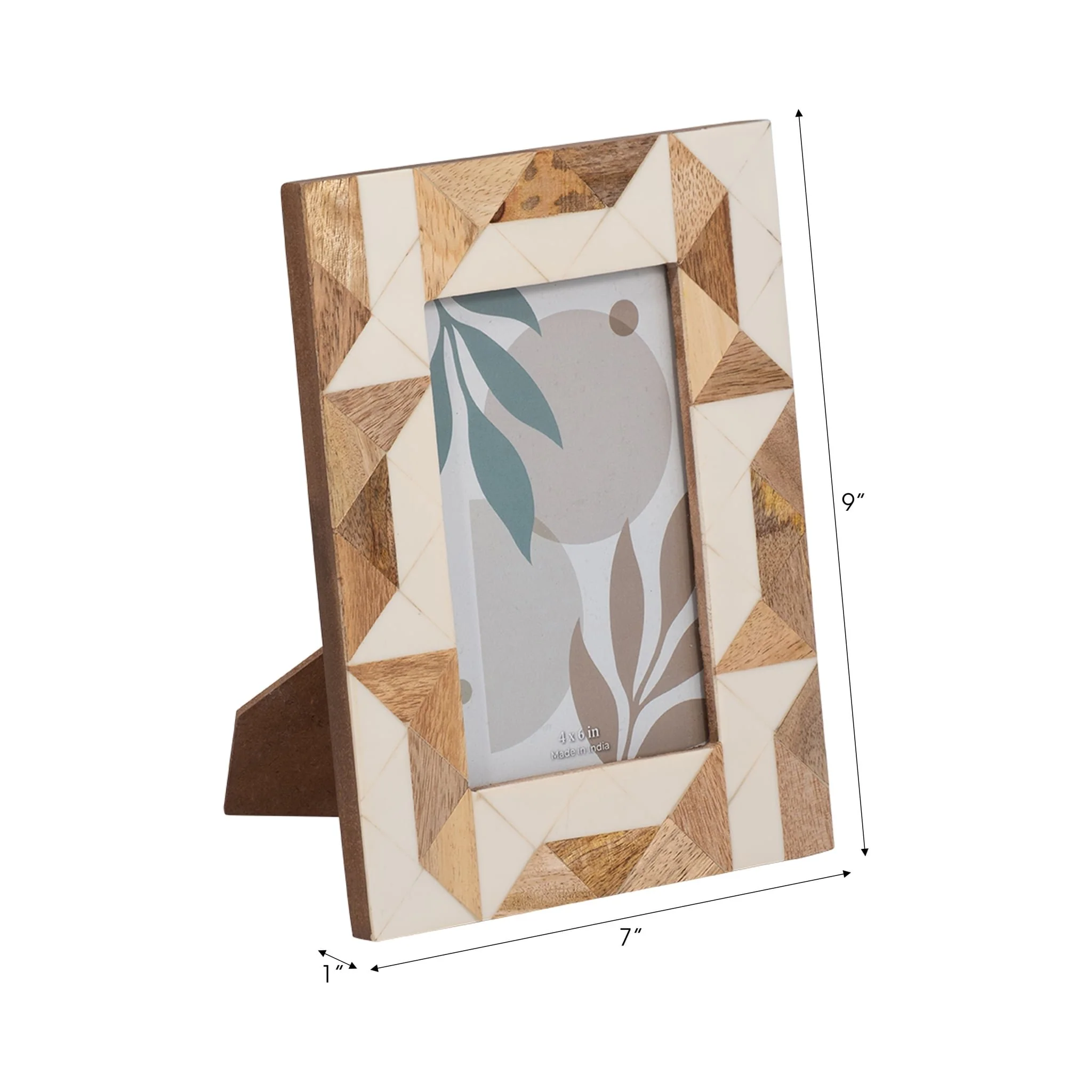 Resin, 4x6 Wood & White Geometric Photo Frame, Whi - Image 7