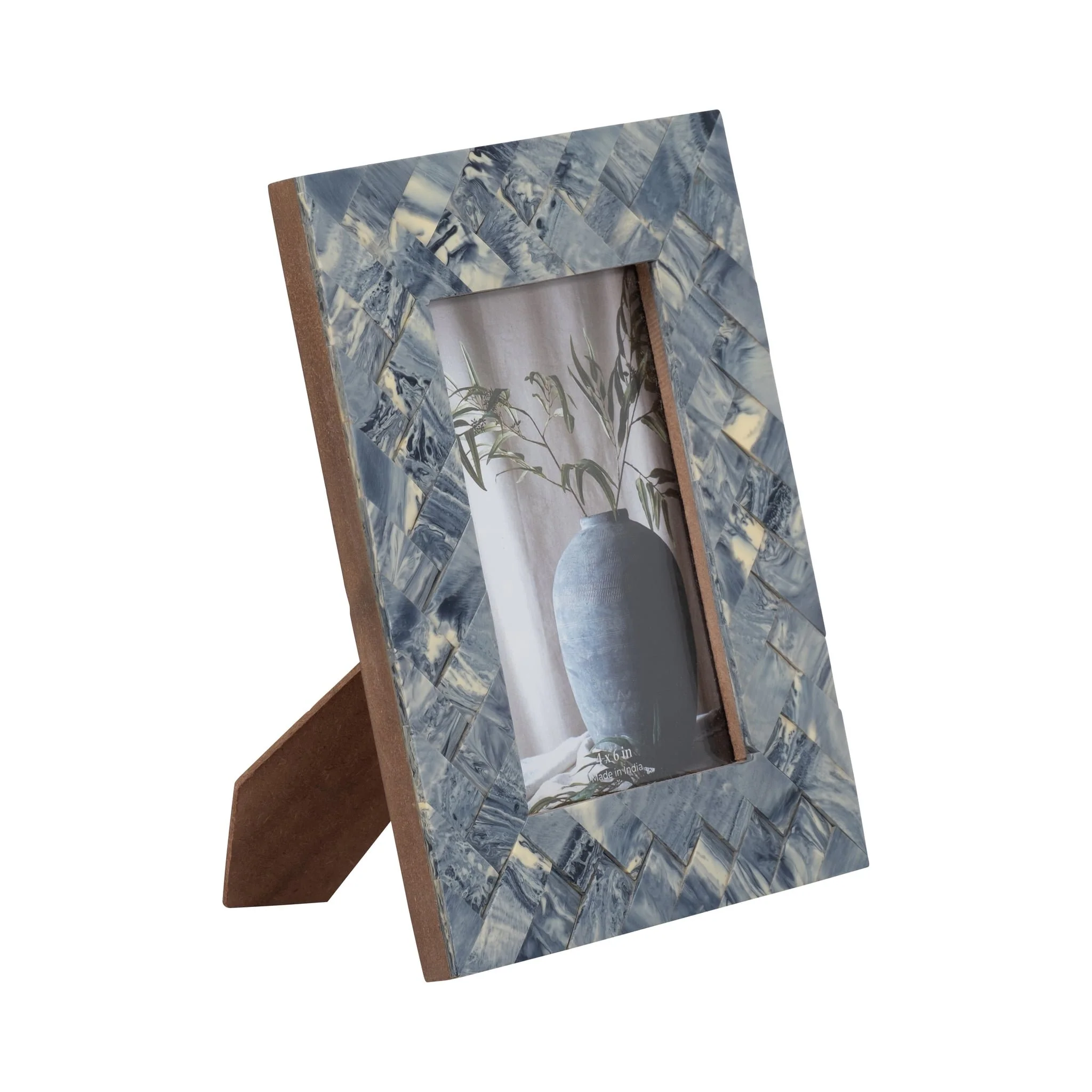 Resin, 4x6 Woven Photo Frame, Blue/ivory - Image 2