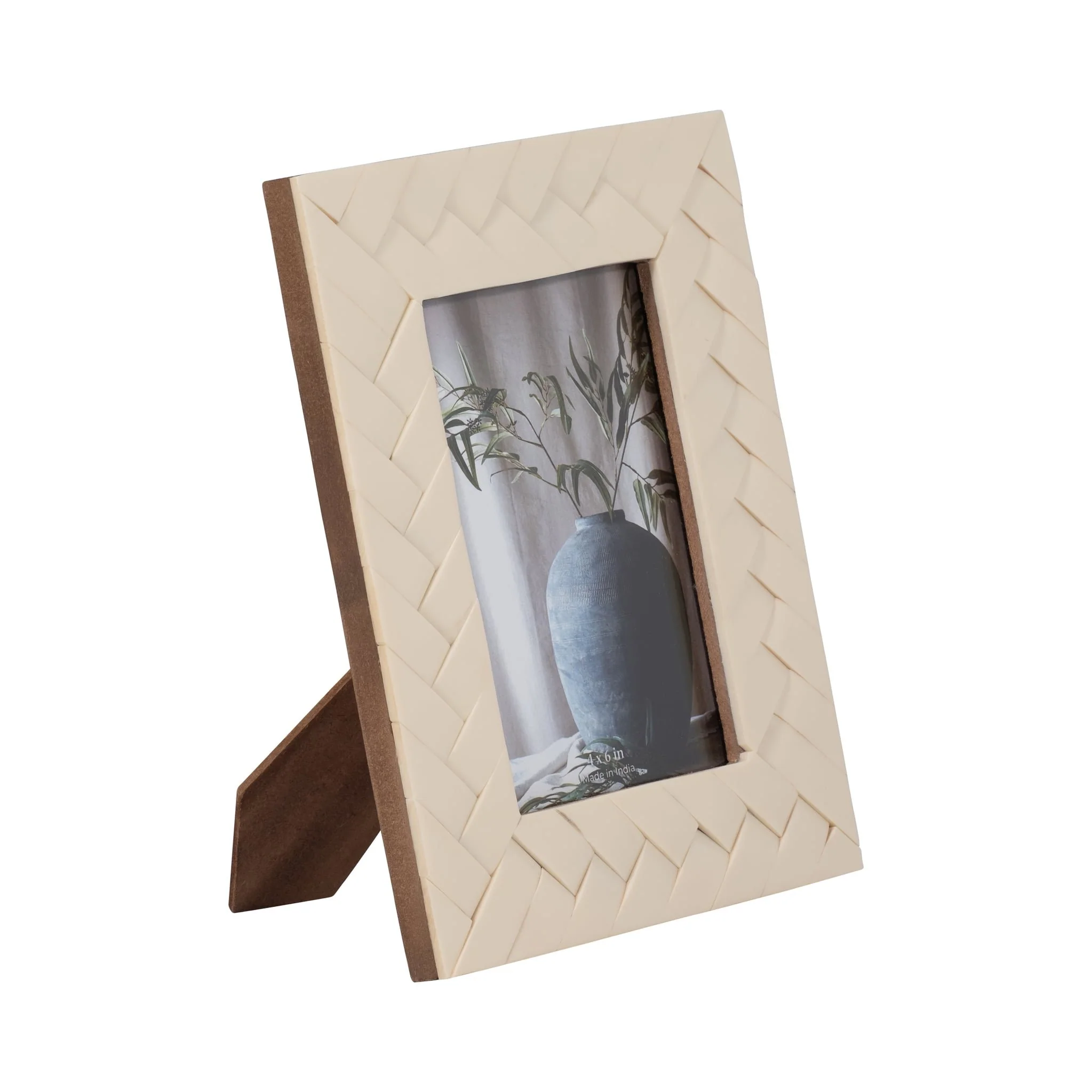 Resin, 4x6 Woven Photo Frame, Ivory - Image 2